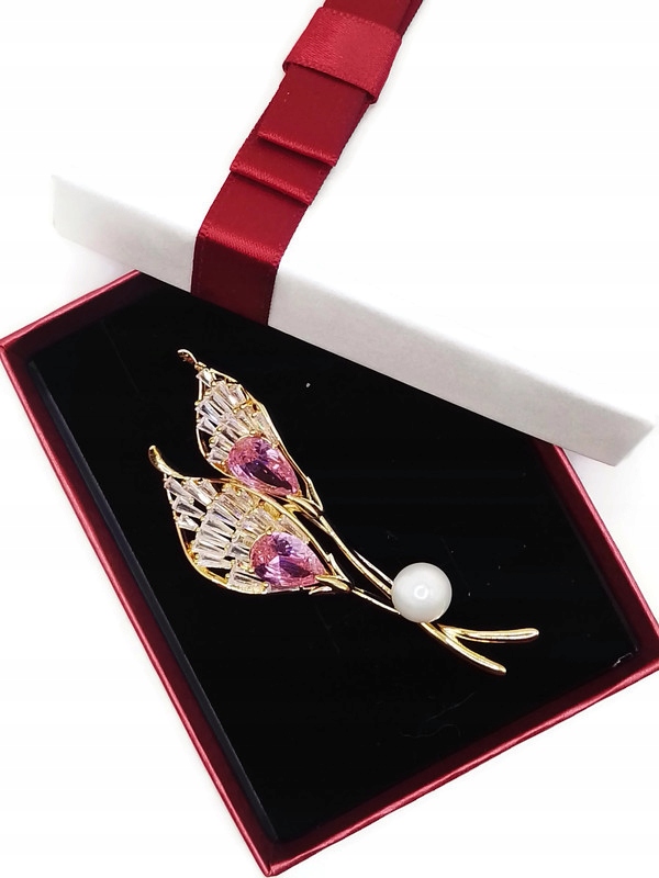 Luxusní Brož Přívěsek Kytice Lilie Zlatá 14K Gp Krabička Jako Dárek