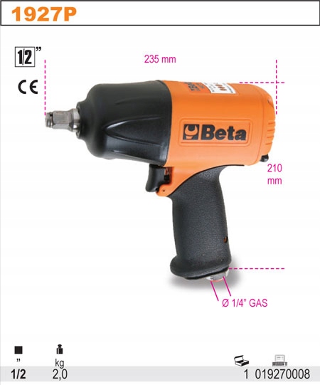 KLUCZ PNEUMATYCZNY 1/2" BETA 1927P 1750 Nm Kod producenta 1927p