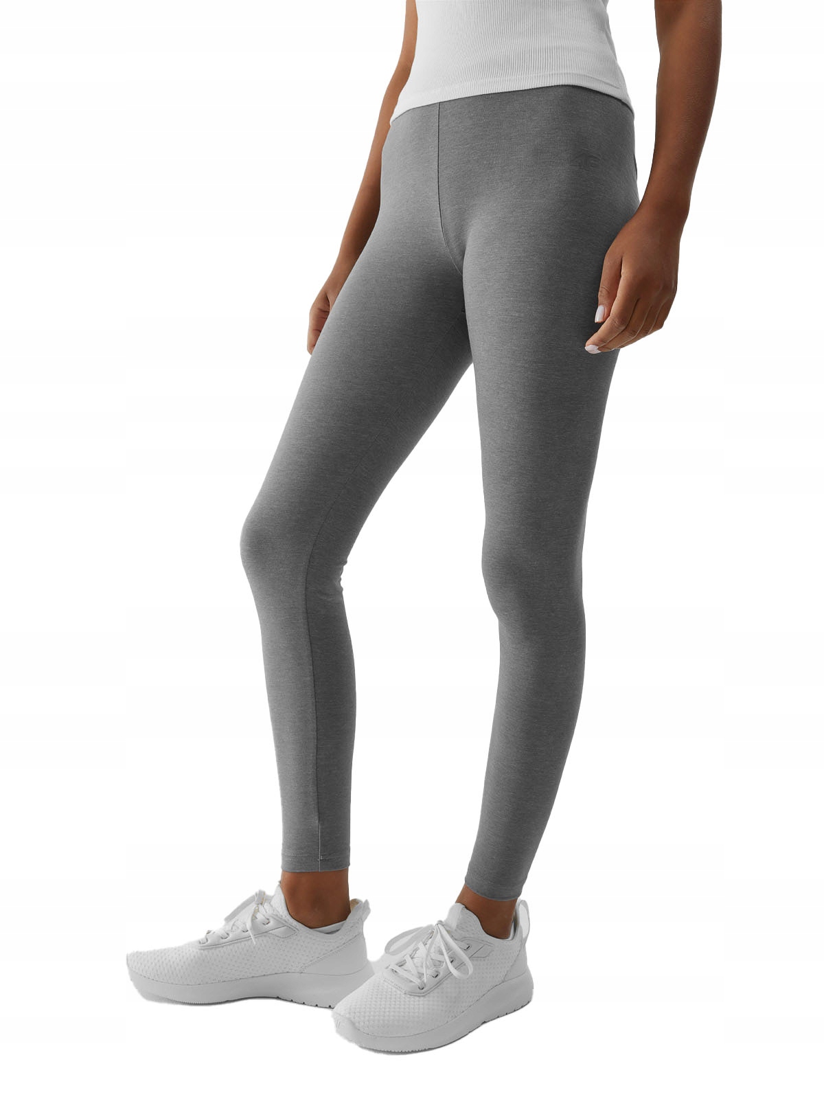 4F Legginsy damskie getry dzianinowe szare wysoki stan XL