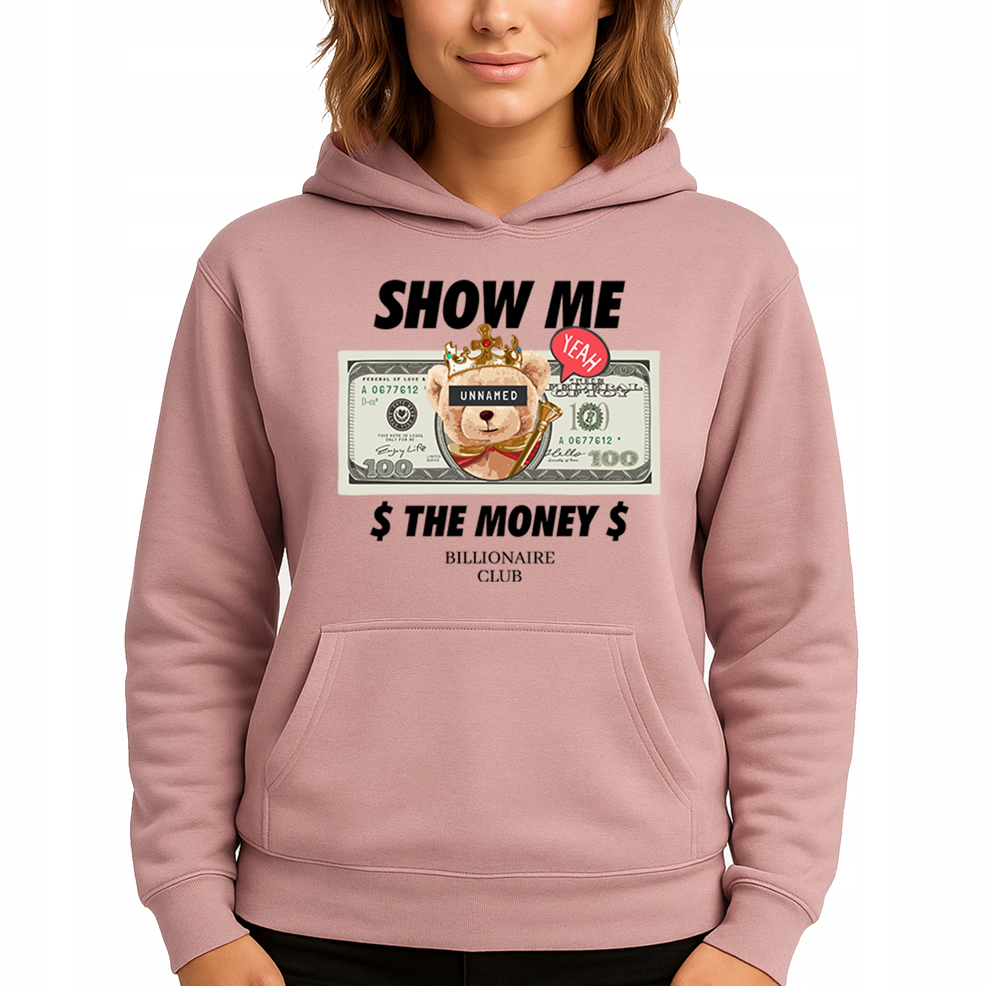 Mikina Růžová Hoodie S Kapucí jako Dárek Show Me The Money Vel S