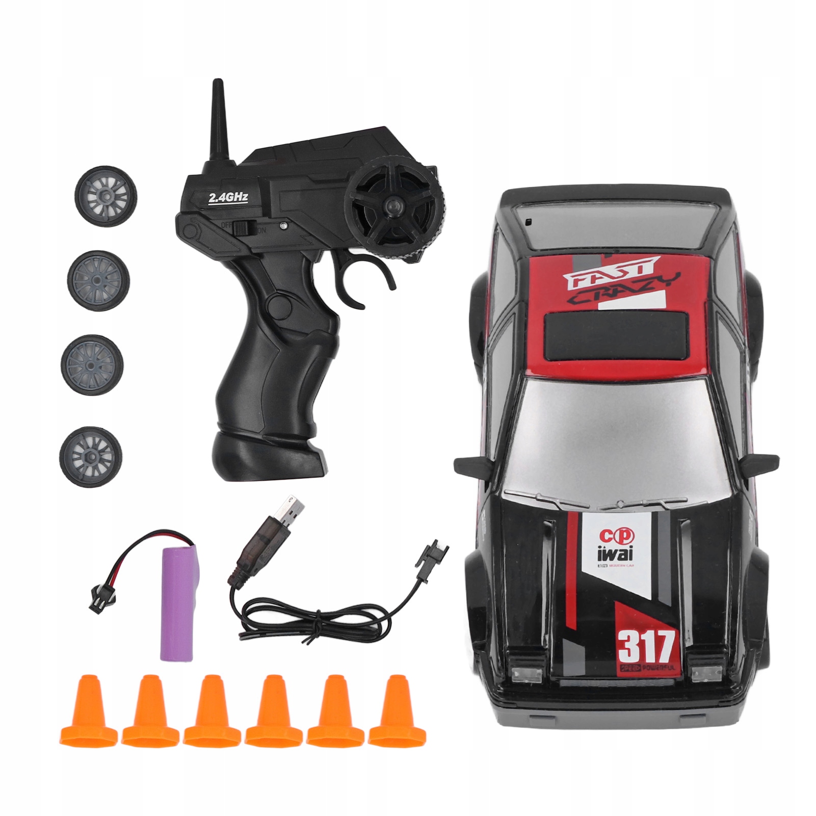 Rc auto Drift Drifting pro Driftu Na Dálkové Ovládání 1:24 15km/h