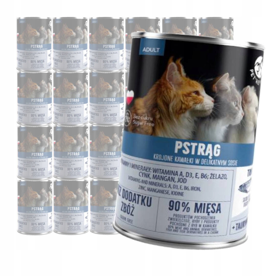 Levně PetRepublic Bezobilné Mokré Krmivo Pro Kočky 24 x 400 g v omáčce se pstruhem