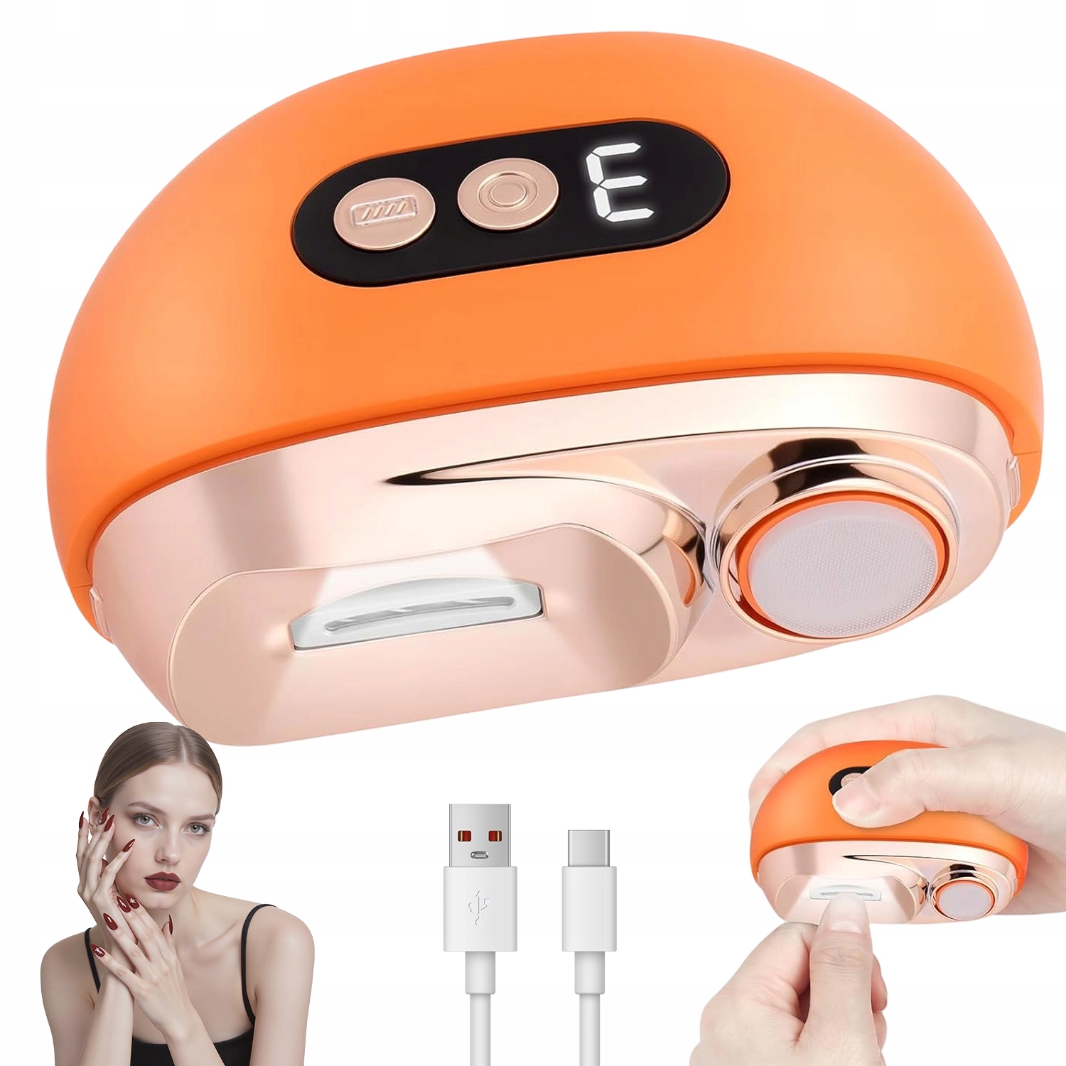 Elektrický odstřihovač nehtů s Led světlem a funkcí leštění 3 rychlostí Usb