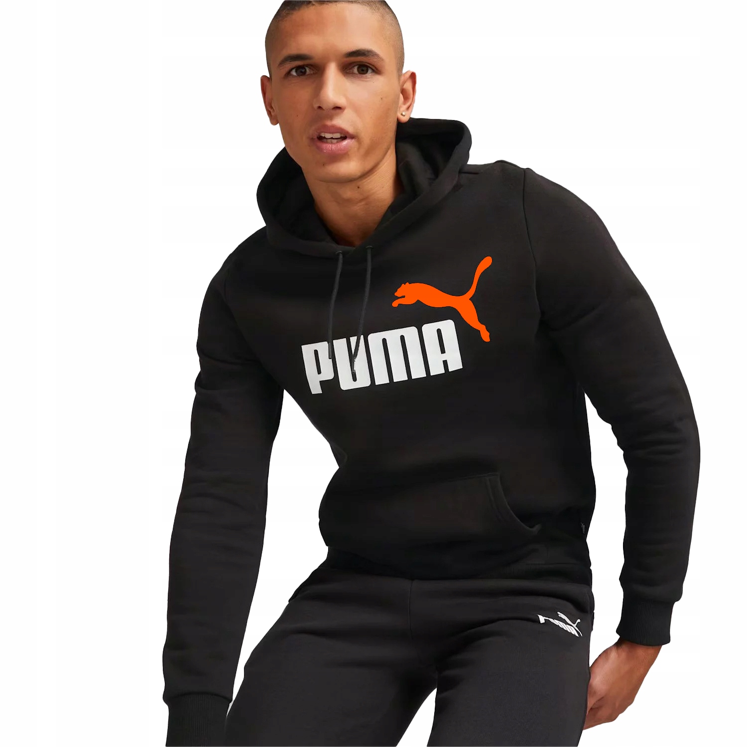 3282 Pánská Mikina Puma Klokanka S Kapucí Bavlněná Sportovní Černá S