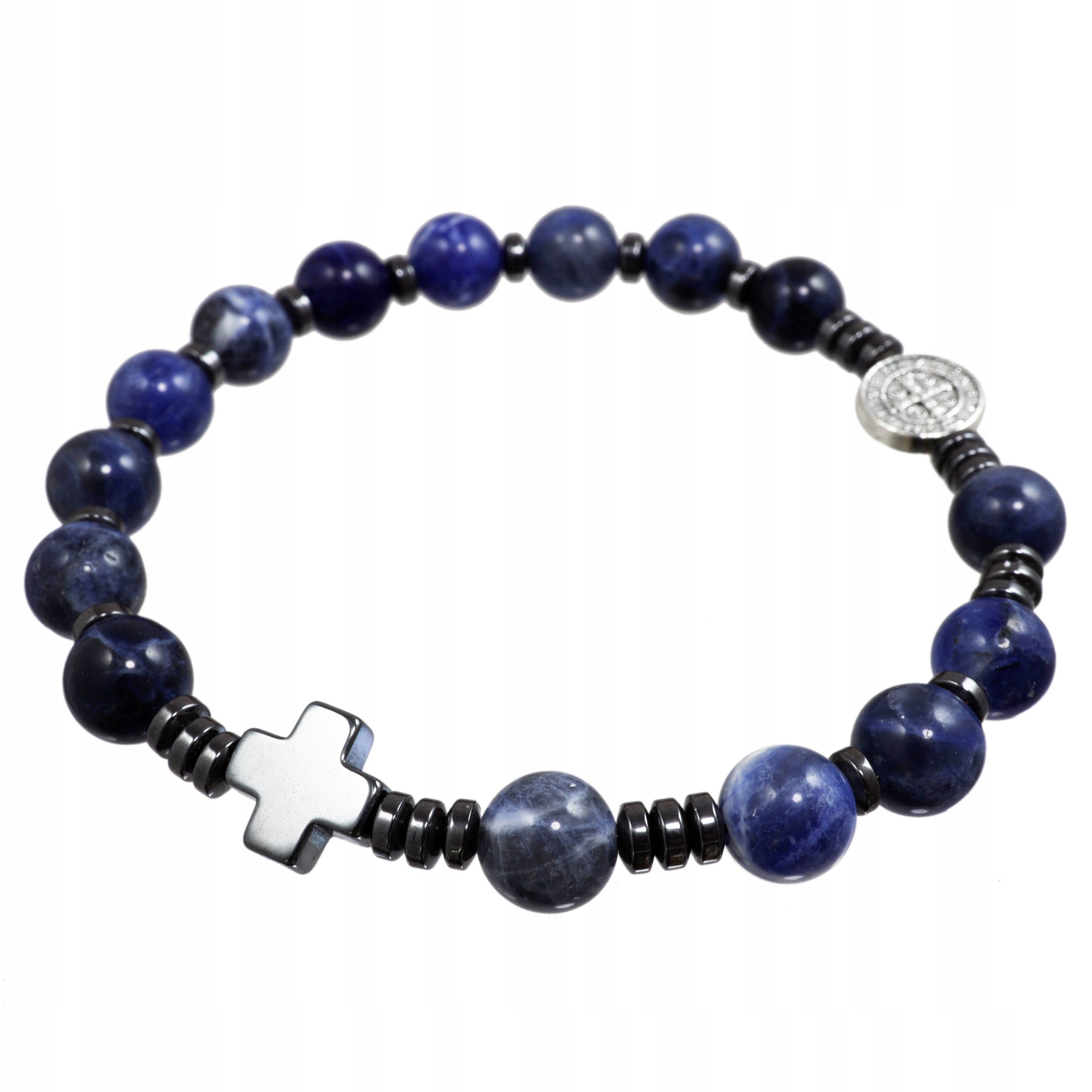 Pánský náramek Růženec na ruku z kamenů Sodalit tmavě modrý "Old Navy"