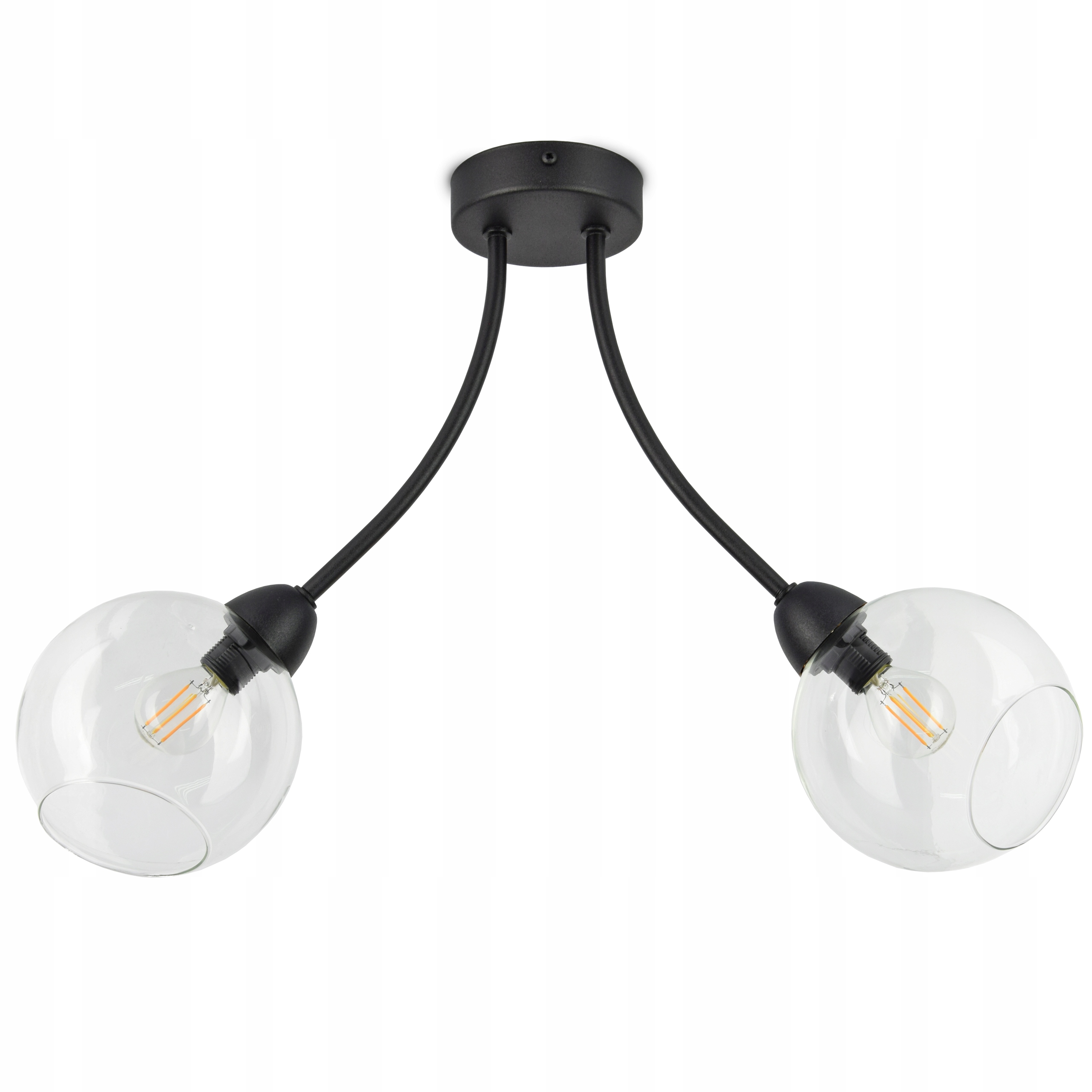 

Lampa Sufitowa Plafon 2 Szklane Kule Transparent