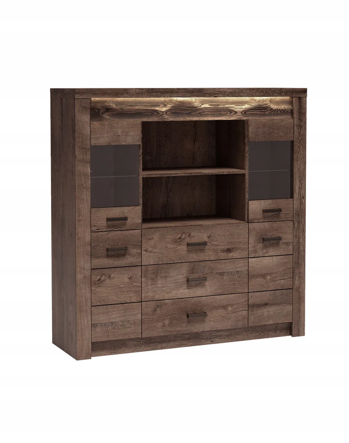 Komoda z oświetleniem LED z szufladami kredens INDIANAPOLIS jesion ciemny