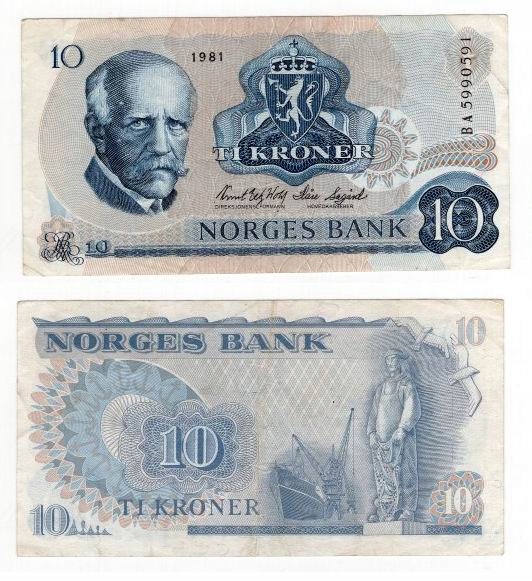 NORWEGIA 1981 10 KRONER