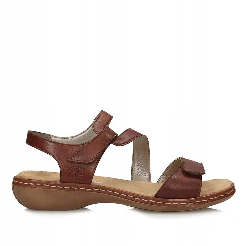 Dámské sandály Rieker 659C7-24 hnědé, hnědé, kožené, na suchý zip