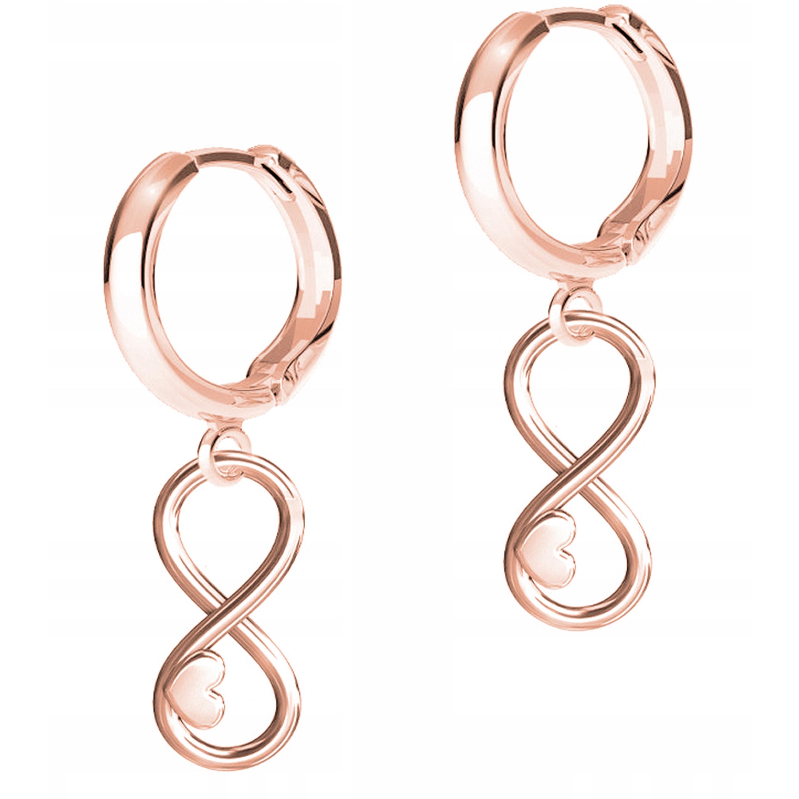 Náušnice Pozlacená srdce s nekonečnem Osmičky Srdíčka Stříbro 925