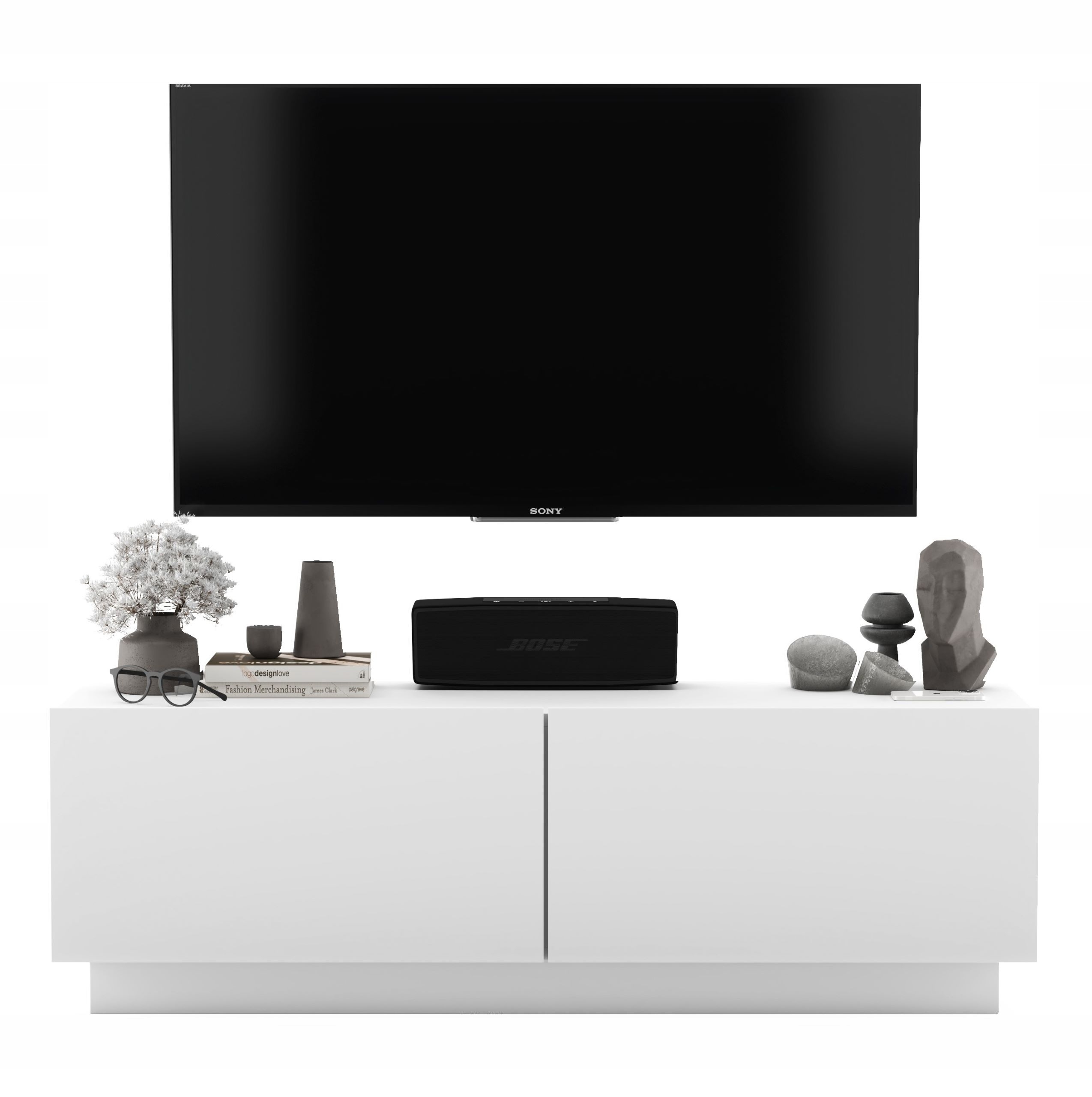 Rtv skříňka Loft komoda Rtv univerzální stojící závěsná 120 cm bílá matná