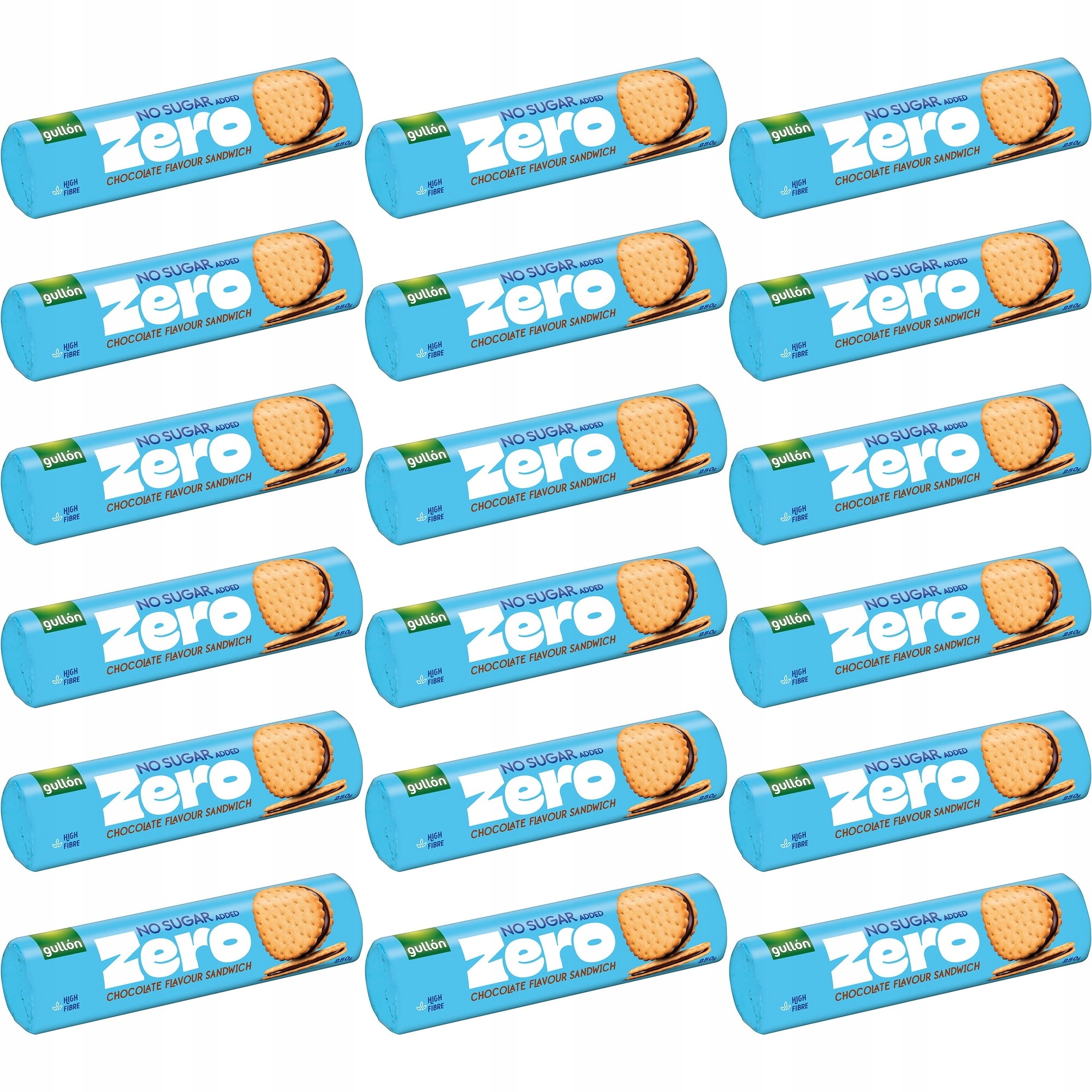 Zestaw 18 x Gullon Markizy z nadzieniem kakaowym bez dodatku cukru 250 g