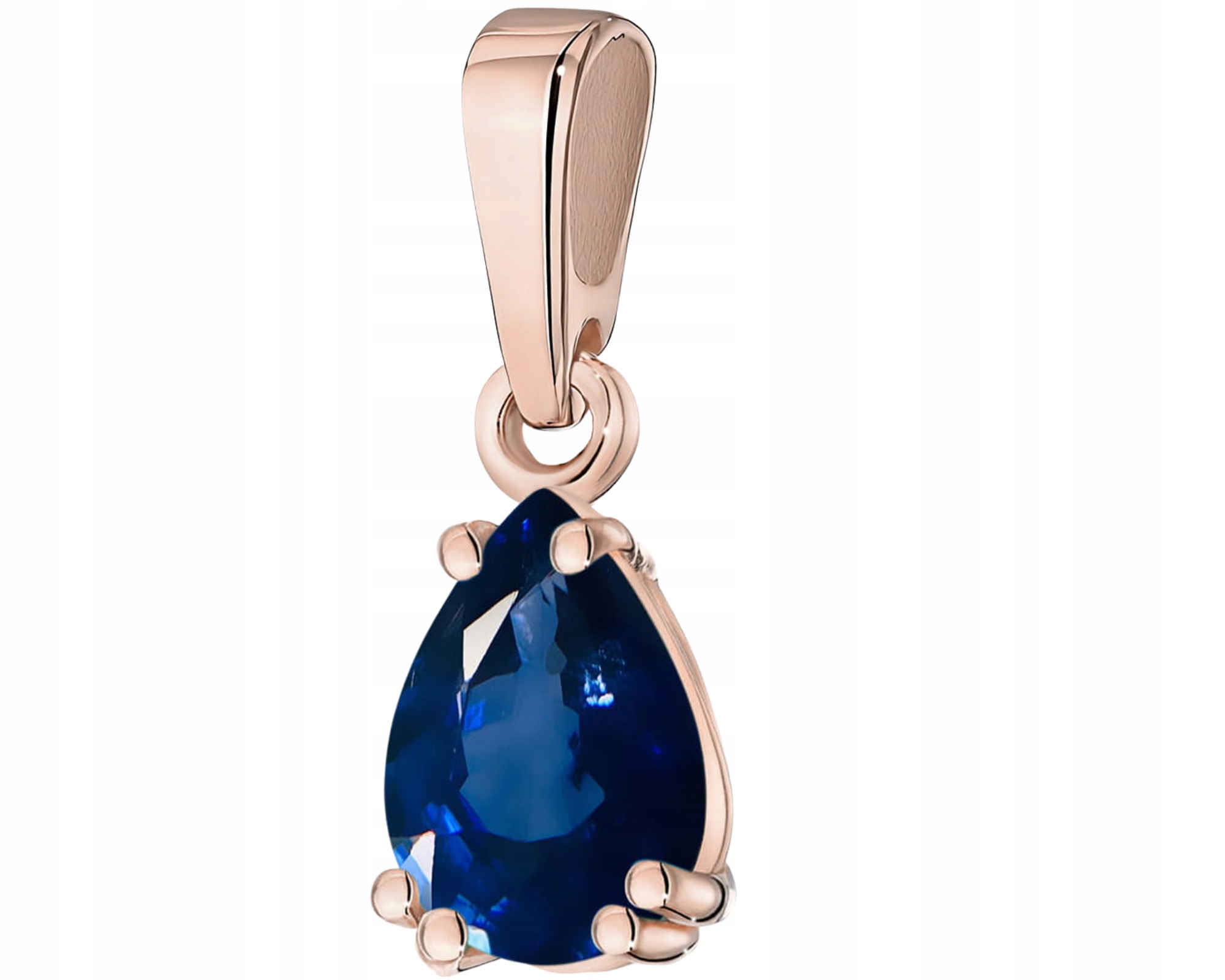 Zlatý Přívěsek 585 Přírodní Kámen Safír Růžové Zlato Dárek