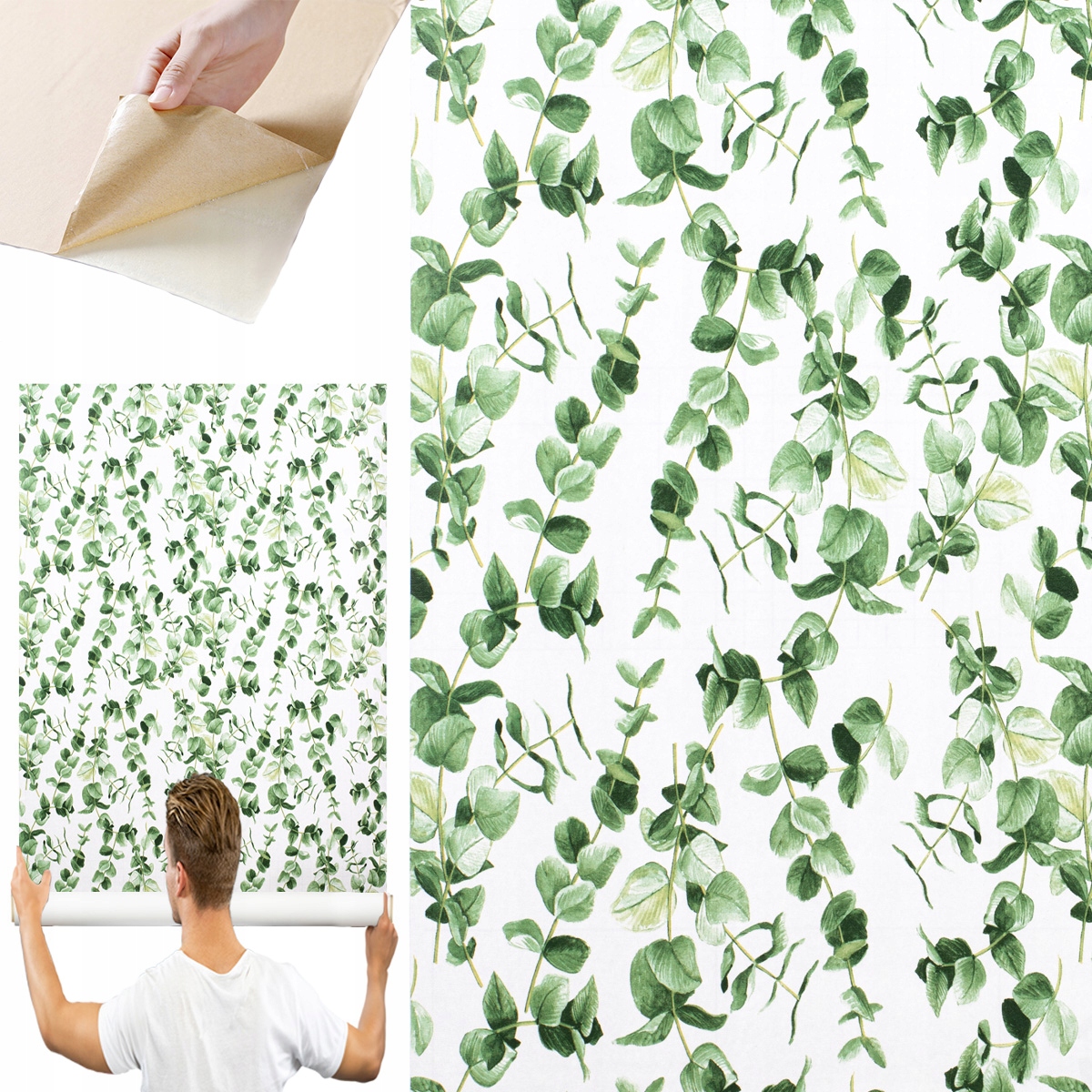 TAPETA SAMOPRZYLEPNA ŚCIENNA OKLEINA IMITACJA NOWOCZESNA LIŚCIE EFEKT 3D