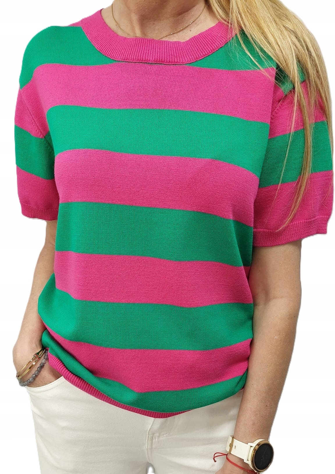 Cocomore Svetr s pruhy, růžový zelený, New