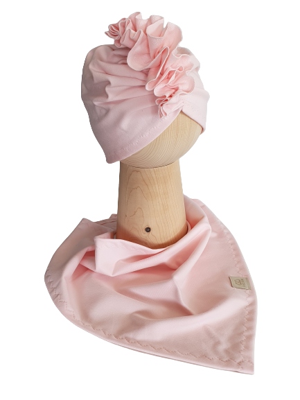 

Zestaw Czapka Turban + Chusta Róż 44-47cm