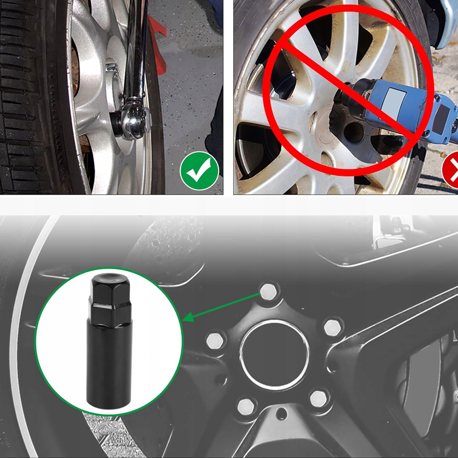 NAKRĘTKI DO KÓŁ M12X1.5 CZARNE KUTE STALOWE 20SZT Liczba sztuk 21 szt.