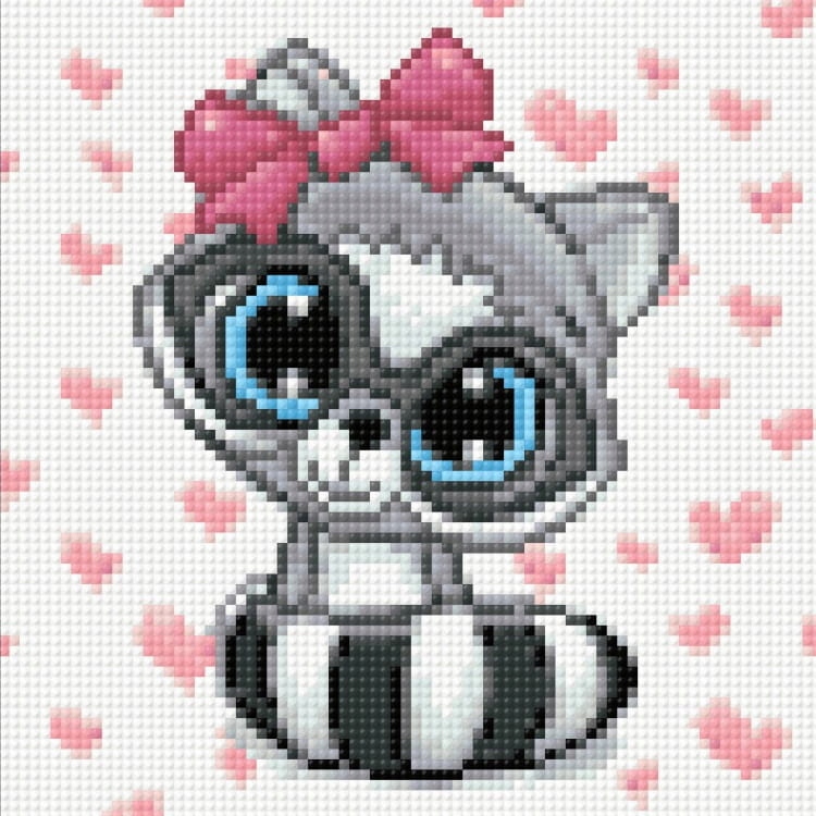 Diamond painting mozaika diamantová výšivka pro děti 5D Mýval pracz 20x20cm