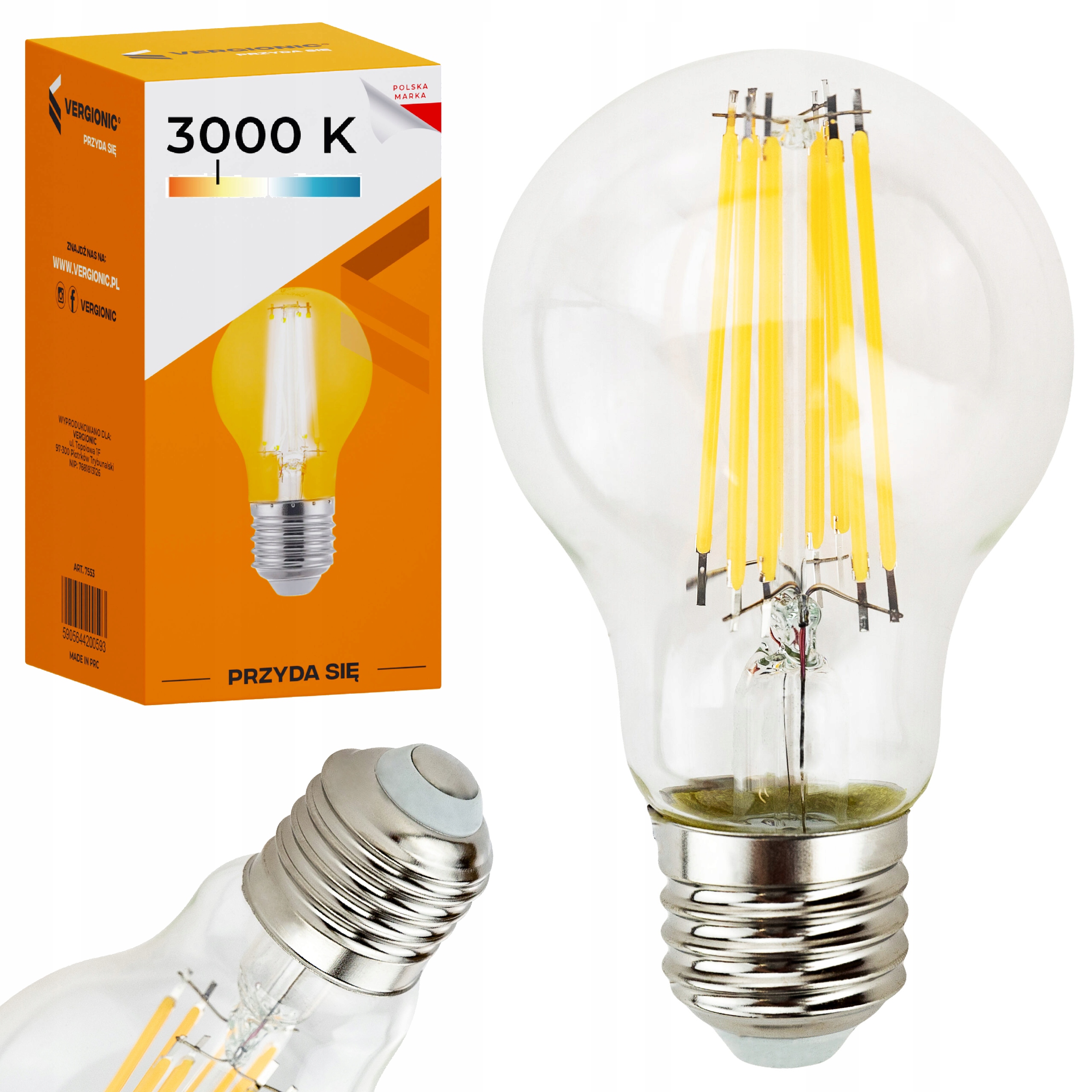 ŻAROWKA LED OZDOBNA E27 FILAMENT 12W 3000K RETRO
