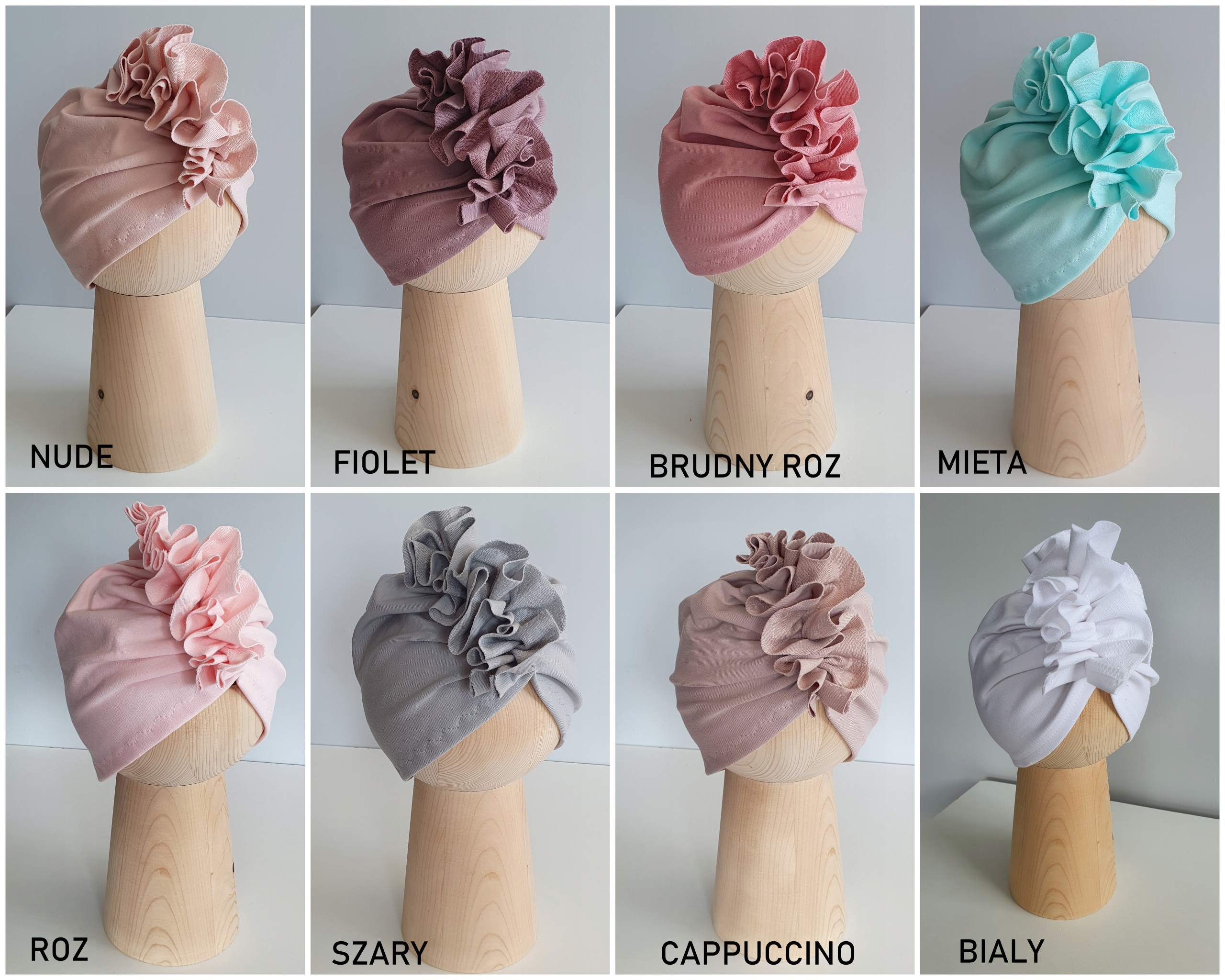 Zestaw Turban + Chusta + 2x Opaska Kolory 40-43cm Rozmiar 40-43 cm