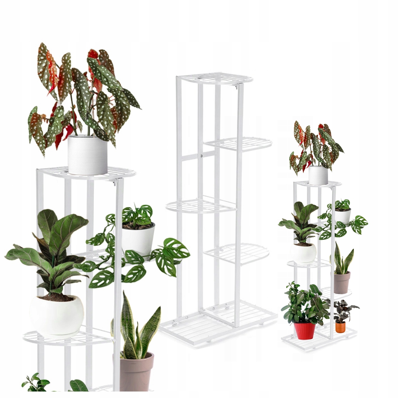 KWIETNIK METALOWY NA KWIATY STOJĄCY REGAŁ 6 PÓŁEK Biały NA ROŚLINY