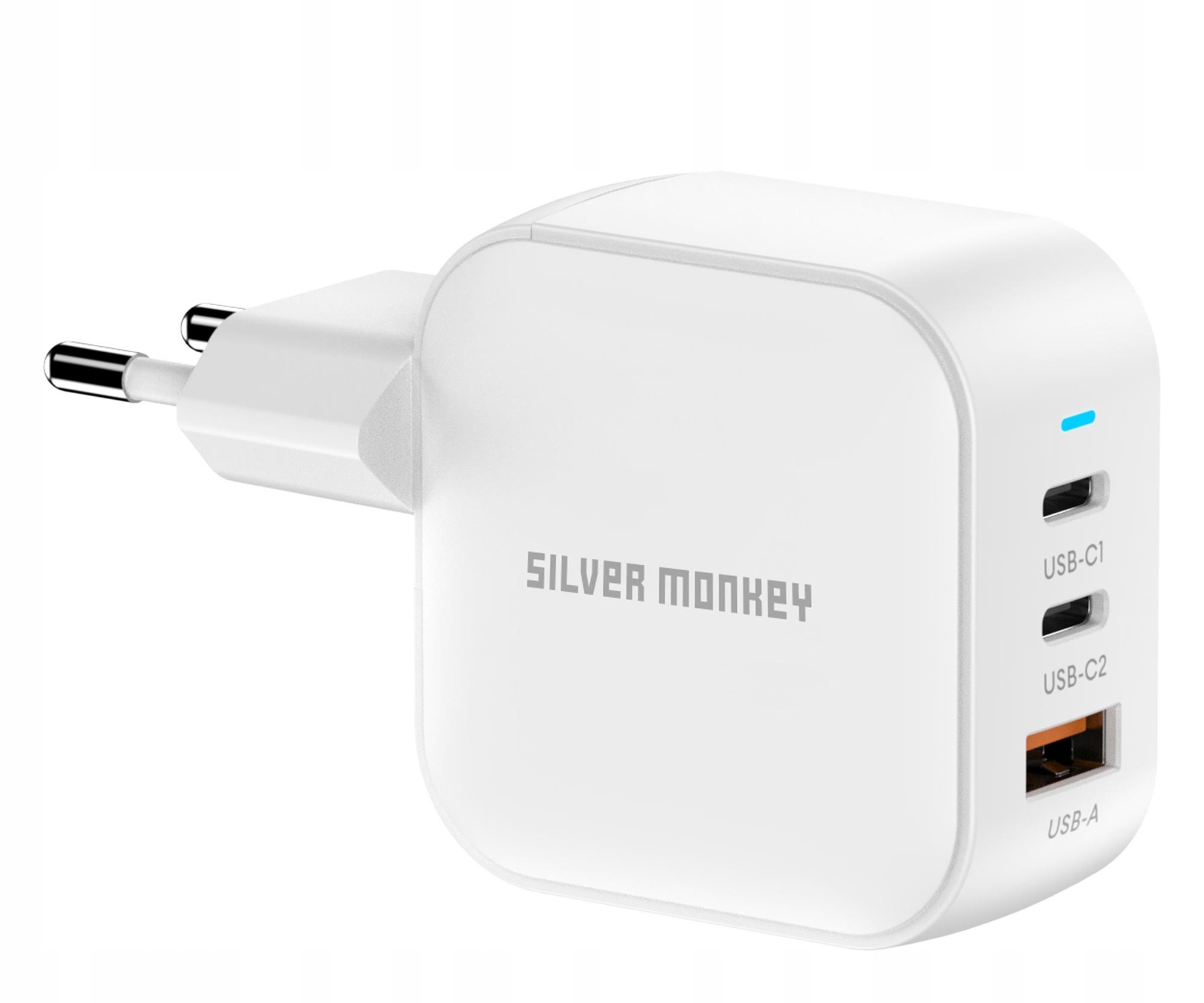 Ładowarka Silver Monkey Ładowarka GaN Smart Trio 70W Pd Biała