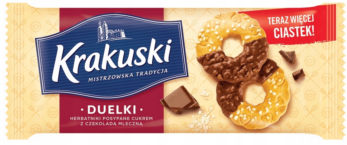 Levně Sušenky Krakuski Duelki 168 g Sušenky s cukrem a čokoládou