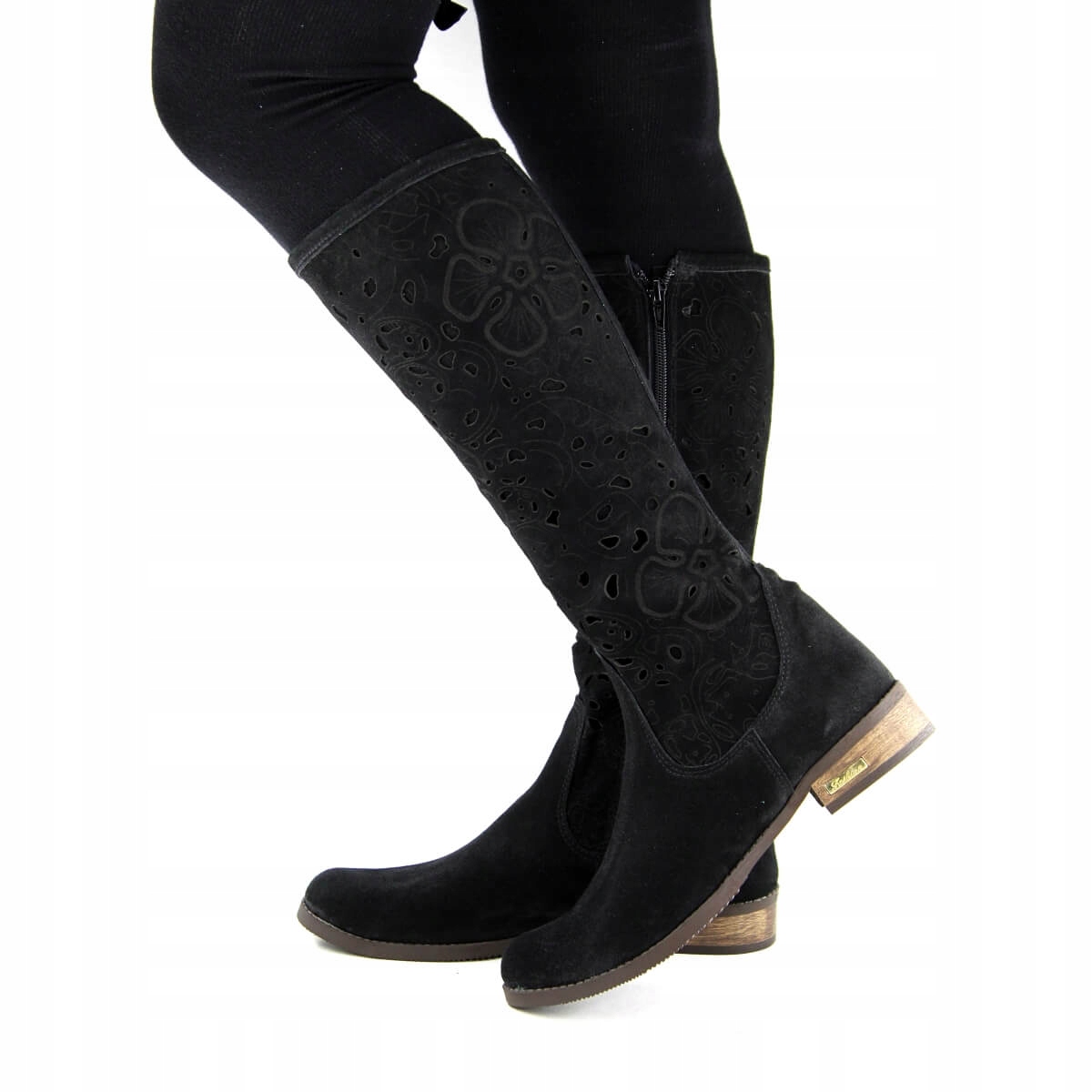 Kozaki skórzane Bastek ażurowe obuwie damskie 42 Płeć kobieta