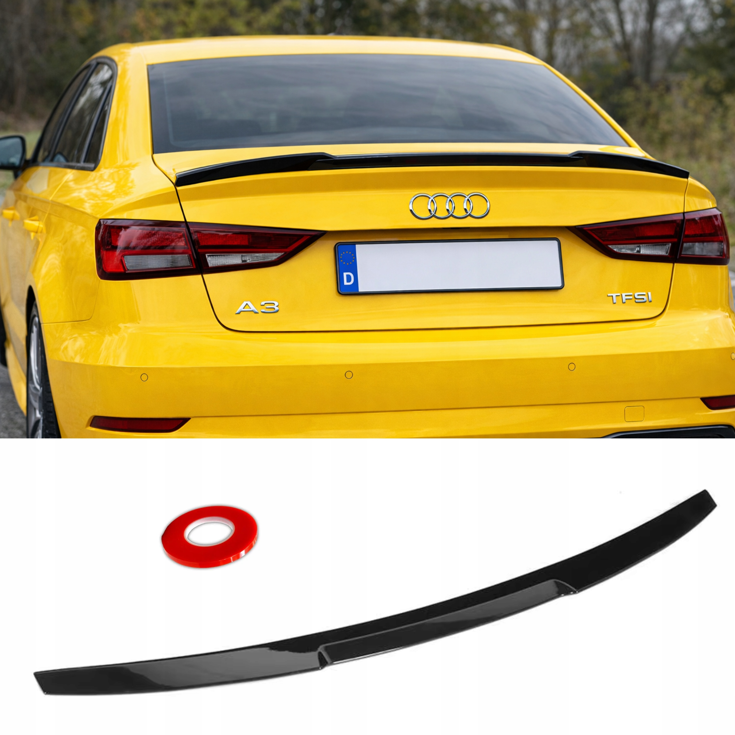 Spoiler klapky Audi A3 8V 8P Lotka Zadní Černá Lesklý Lesk Černý M4