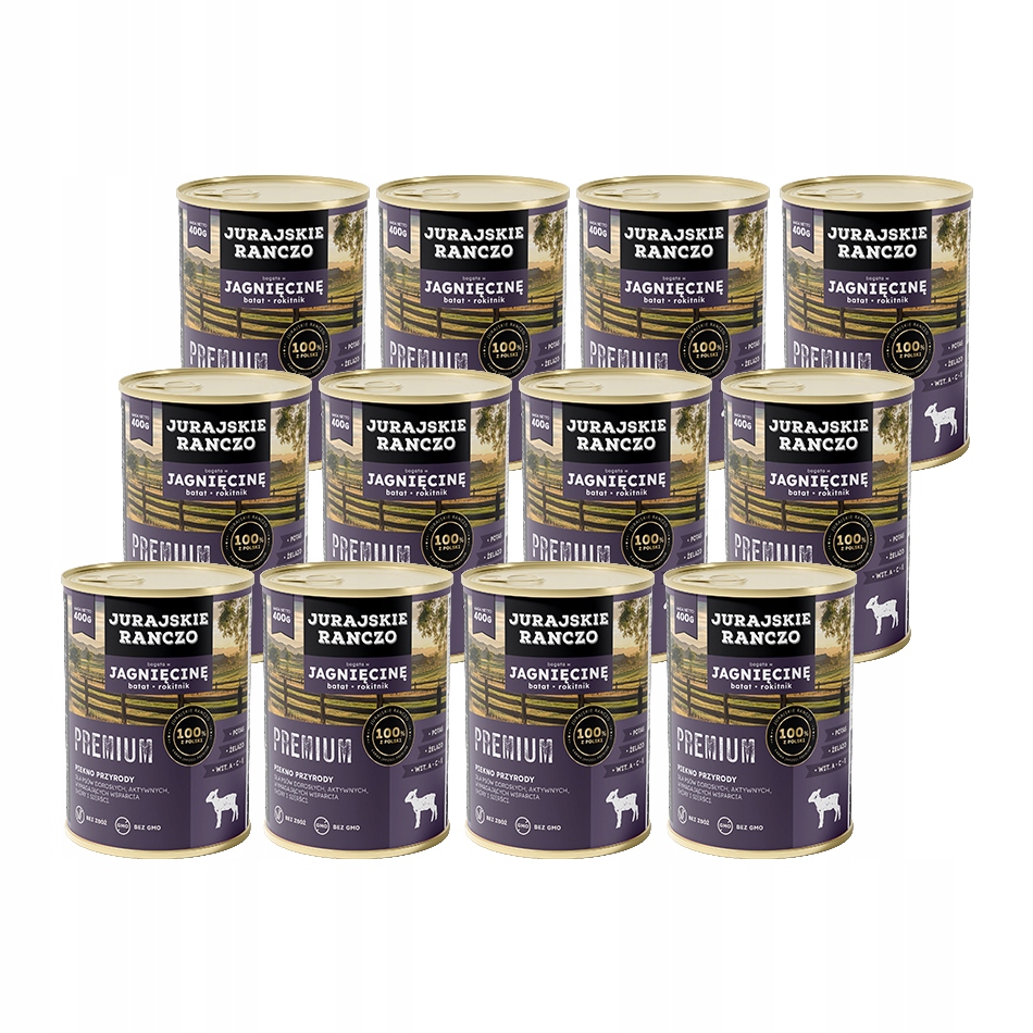 Levně Vlhké krmivo pro psy Jurské Rančo Premium jehněčí batát rakytník 400 g