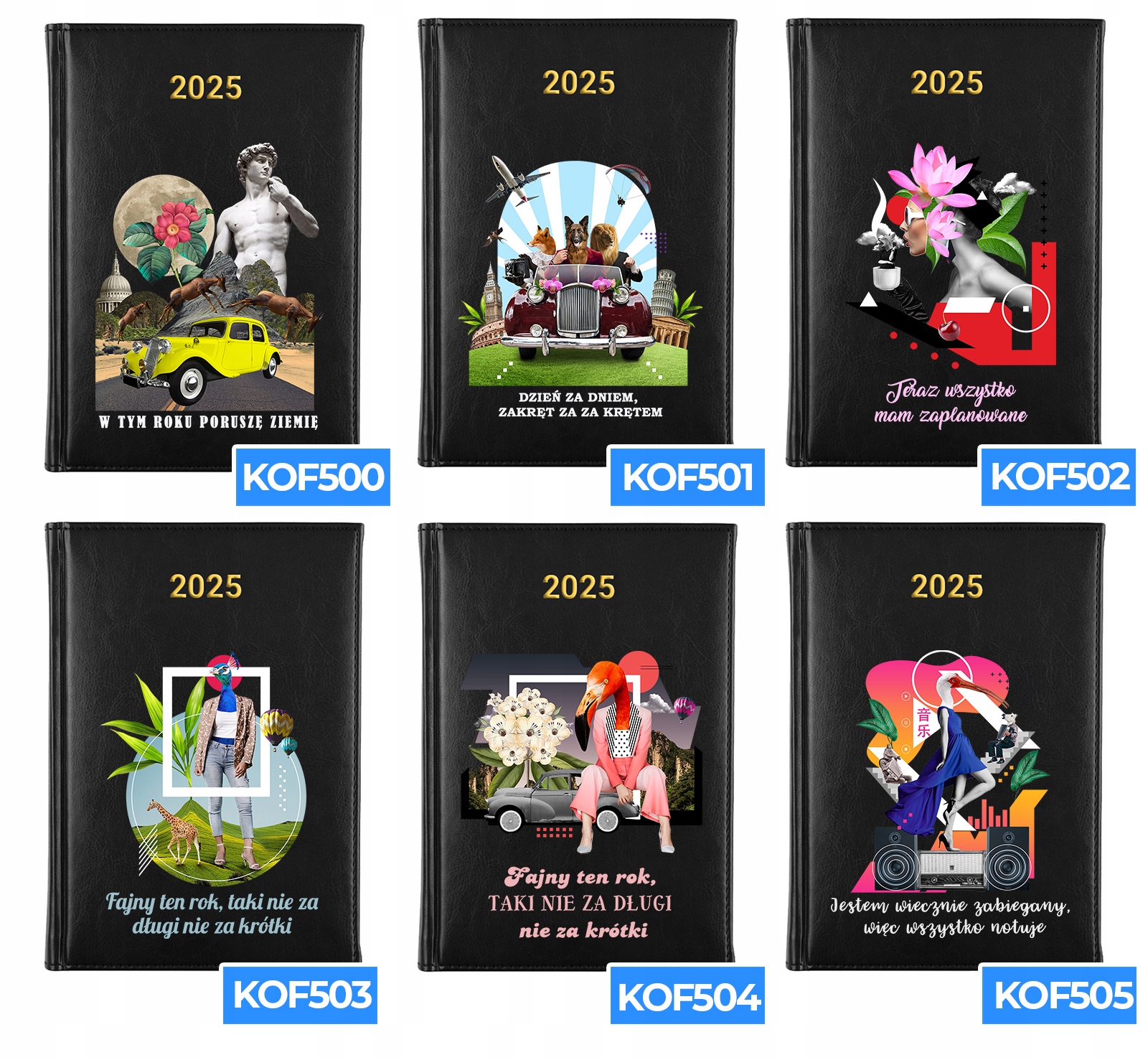 KALENDARZ A5 2025 CZARNY Planer MARZENIA Z TERMINEM REALIZACJI Wzory Rozmiar A5