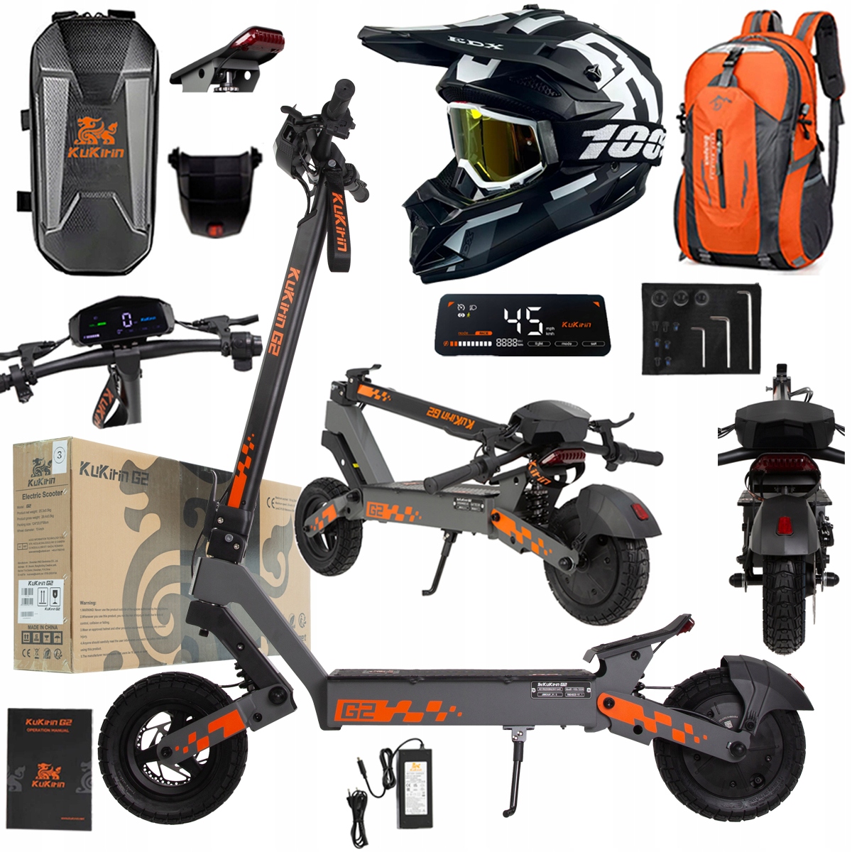 Kukirin G2 2026 Nové skládací elektrické vozidlo 1200W 45KM/H 15Ah 48V 10"