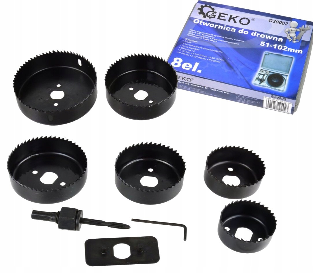 Zastaw 8 otwornic 51-102 mm do drewna, karton-gips