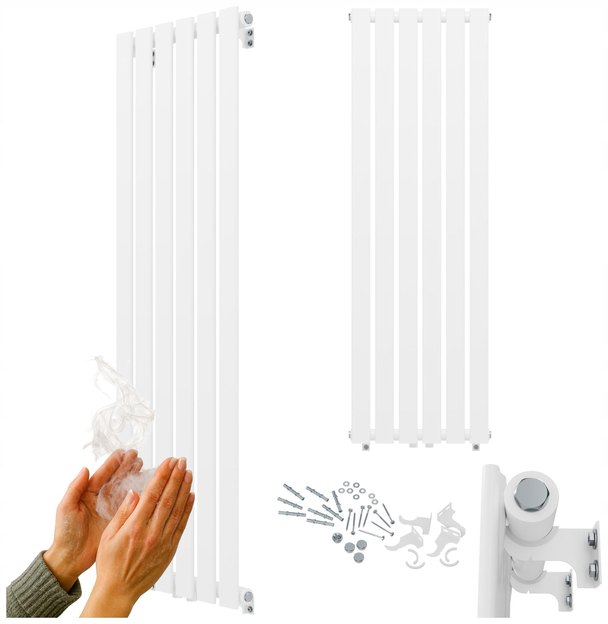 Vertikální ozdobný radiátor 1400x450 Bílý radiátor 687W panelový Fero