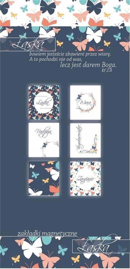 ZAKŁADKI MAGNETYCZNE - ŁASKA 6SZT, SZARON