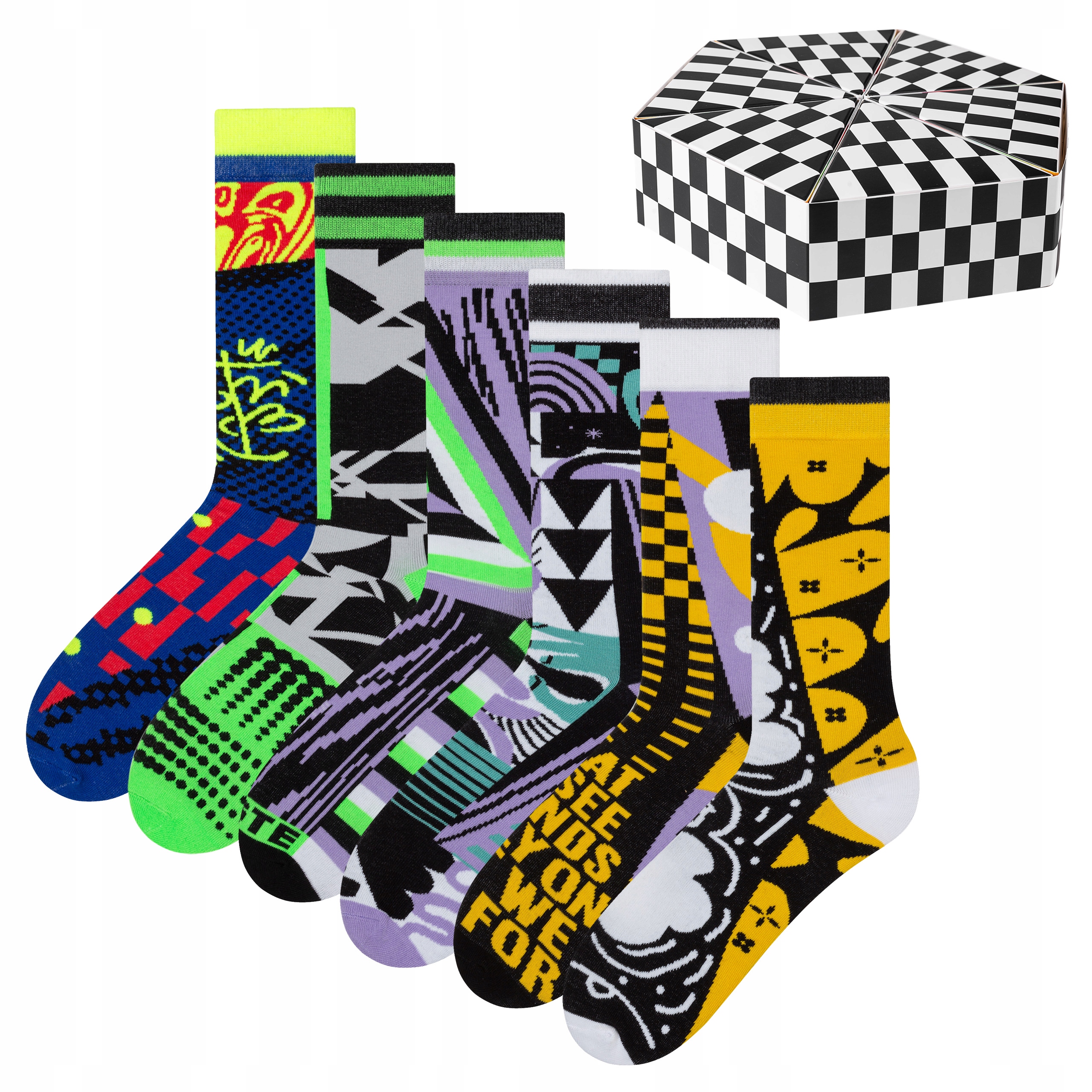 Ponožky Fluo Uv Zooksy 41-46, barevná Sada 6 párů