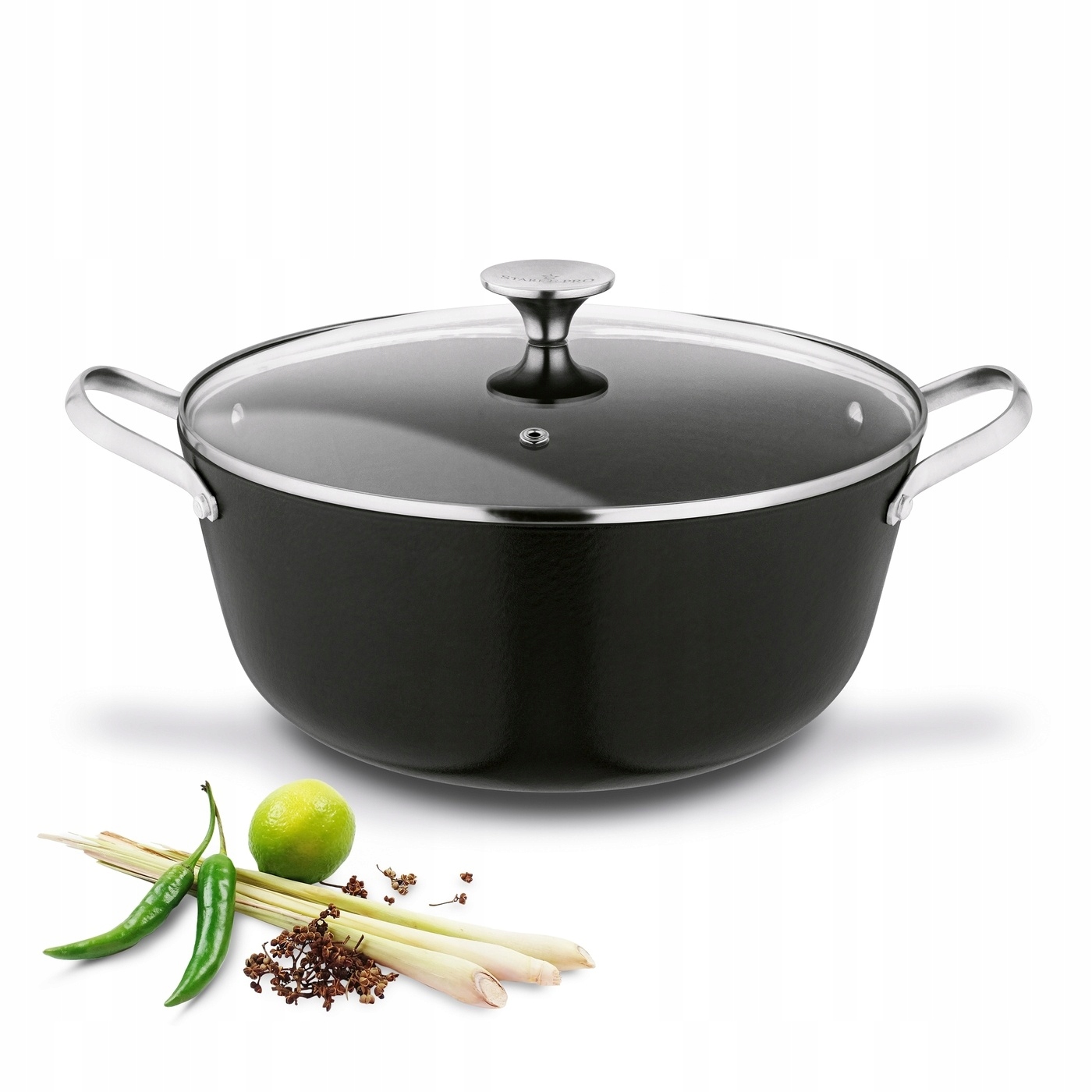 Garnek Żeliwny Emaliowany Indukcja Duży Pokrywka Starke Pro Hanoi 5,6L 28cm