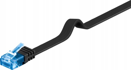 Kabel Lan Patchcord Cat 6A Utp Płaski czarny 7m