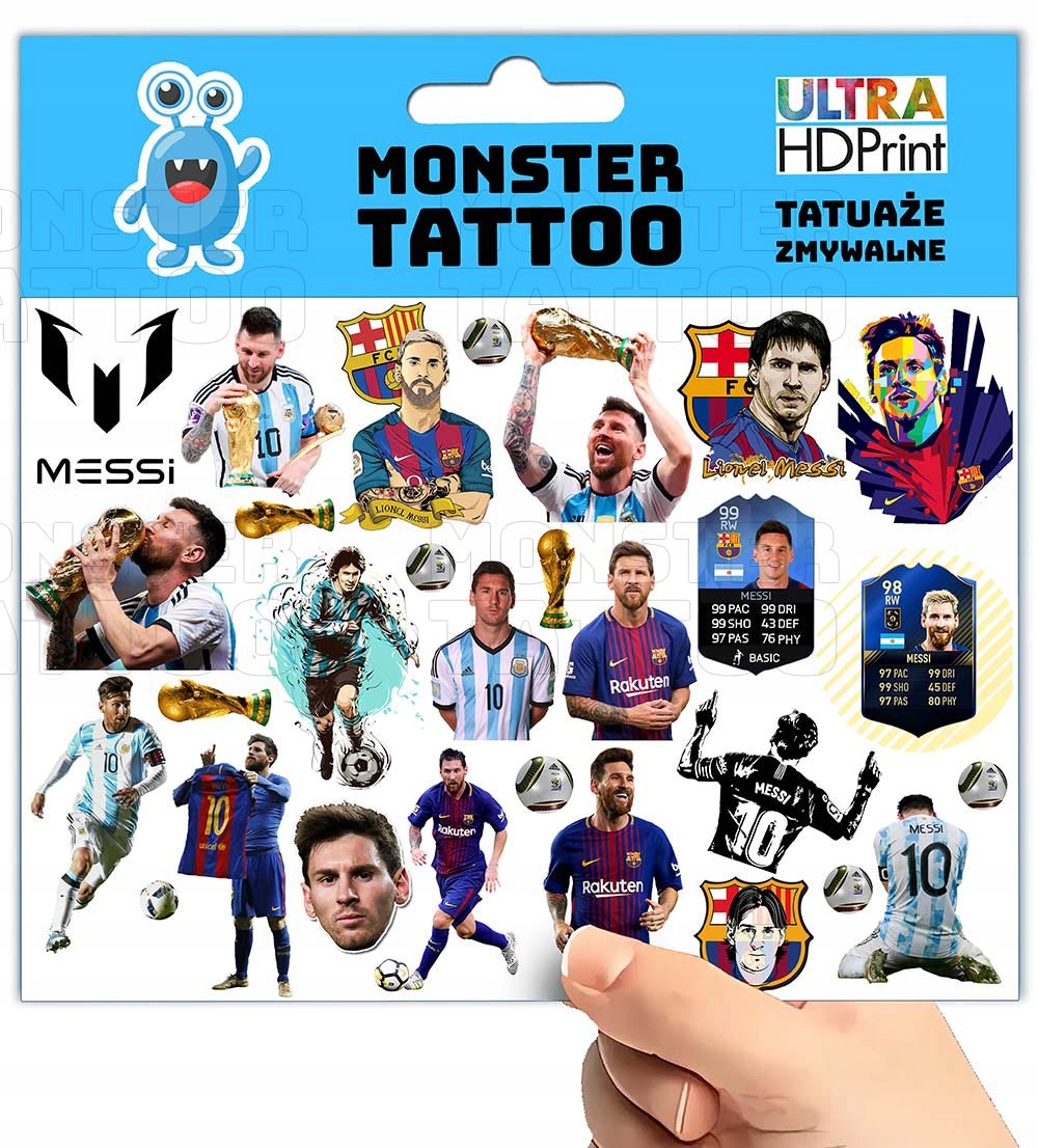 TATUAŻE ZMYWALNE TYMCZASOWE DLA DZIECI LIONEL MESSI WZORY ORYGINALNE Marka Inna