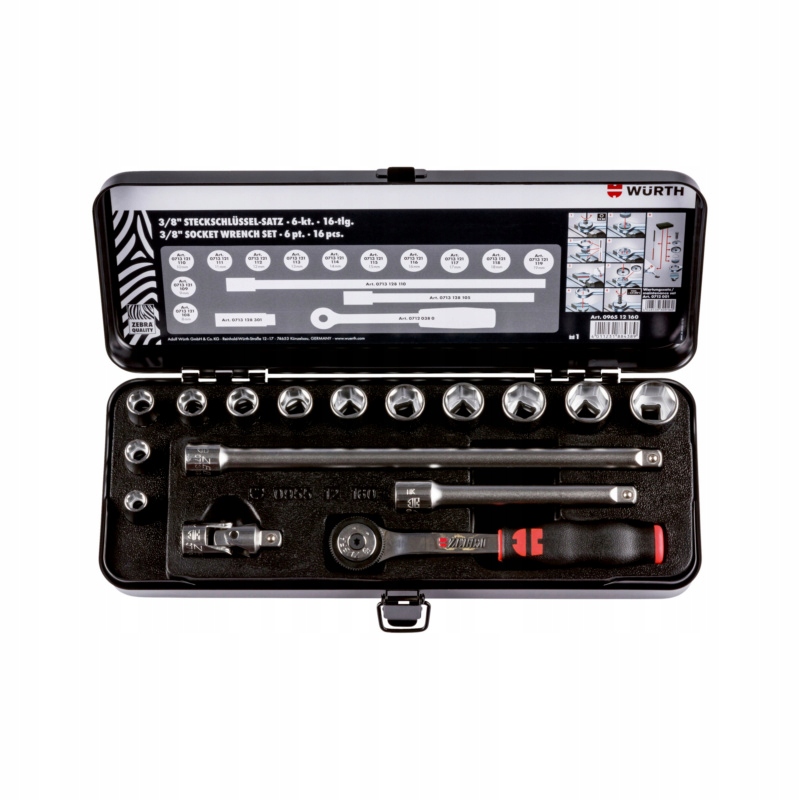 Wurth Sada Nástrčných Klíčů Zebra Profesionální 3/8" 16 El 096512160