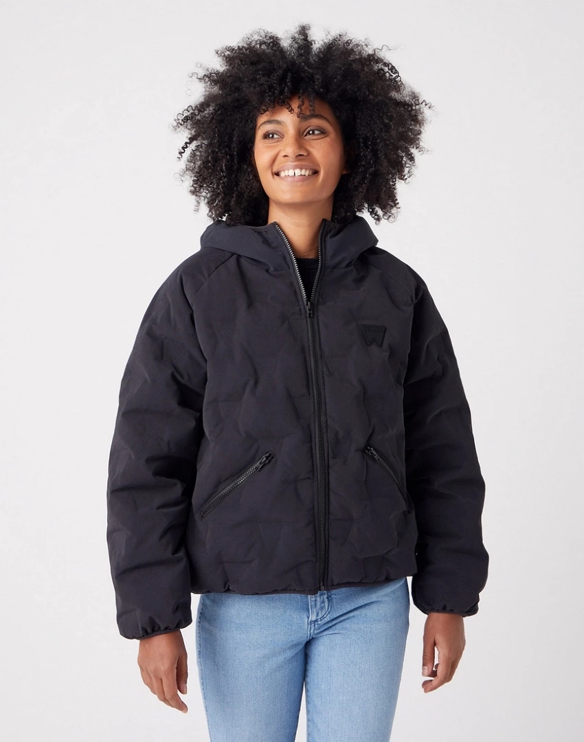 Dámská péřová bunda Wrangler Down Logo Puffer Black W4N0X7100 S
