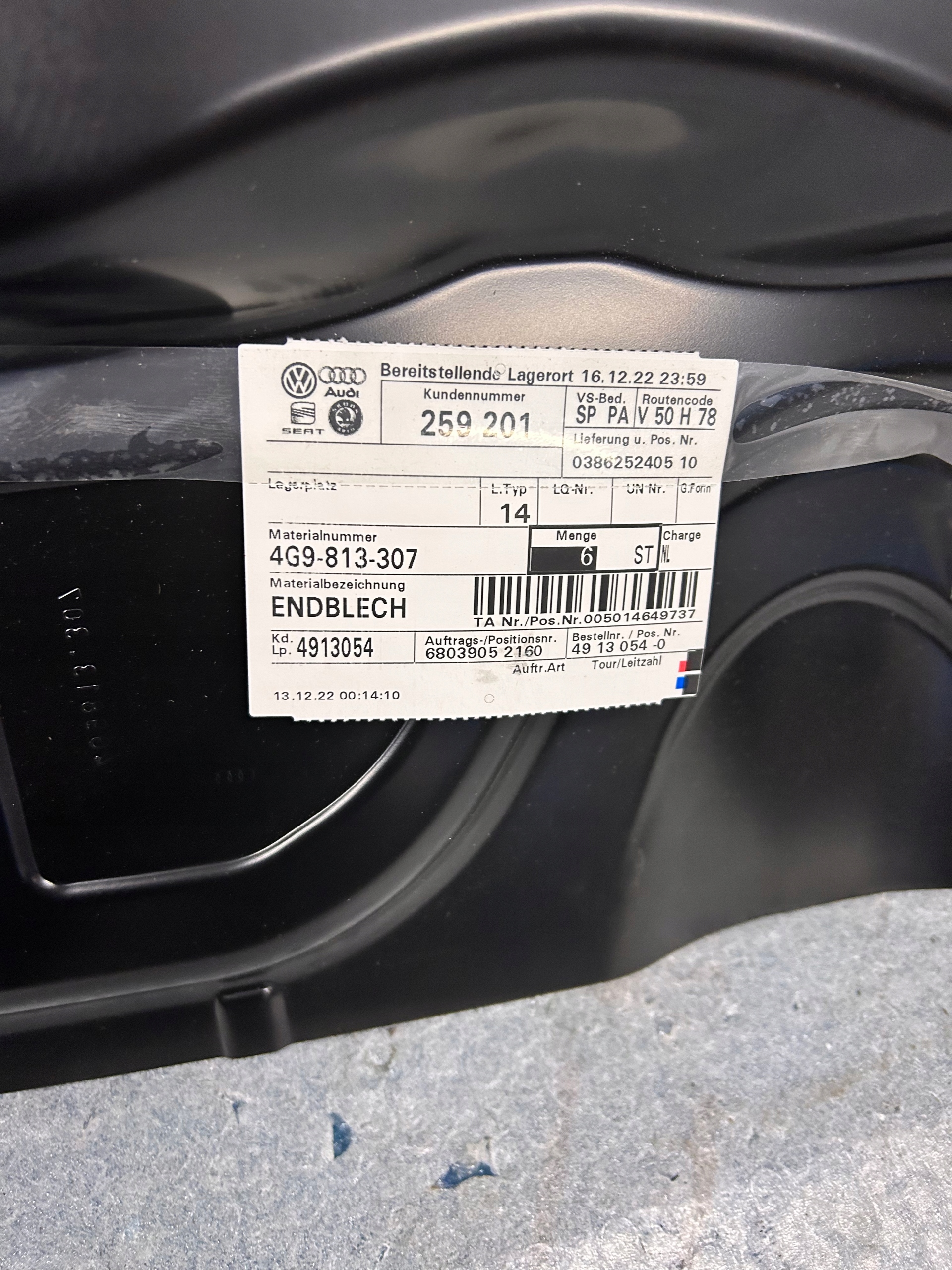 rear panel AUDI A6 C7 4G KOMBI 4G9813307 nr.0