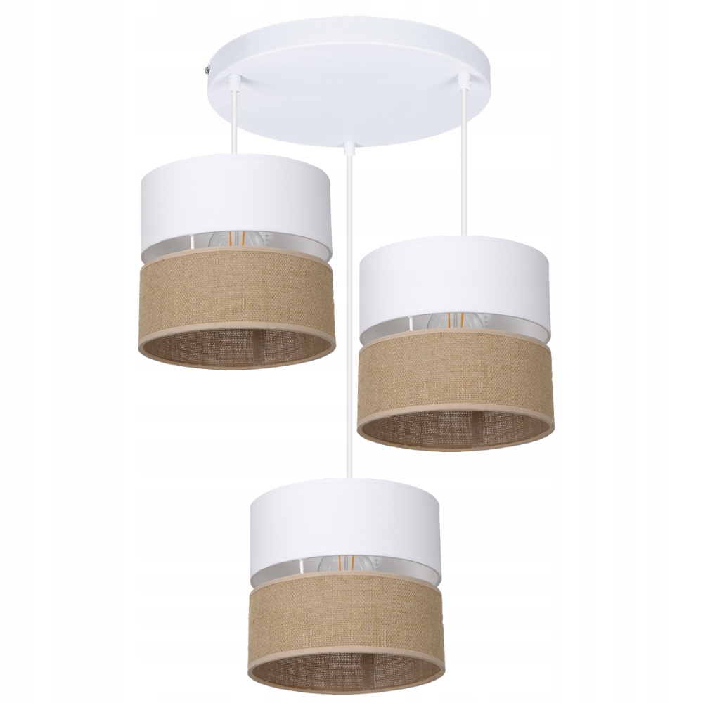 Boho Závěsná Lampa Juta Stropní Talíř Kulatý