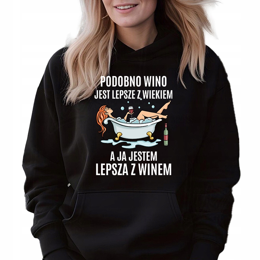 Mikina Černá Kapuce Na Dárek Narozeniny Jsem Lepší S Vínem S