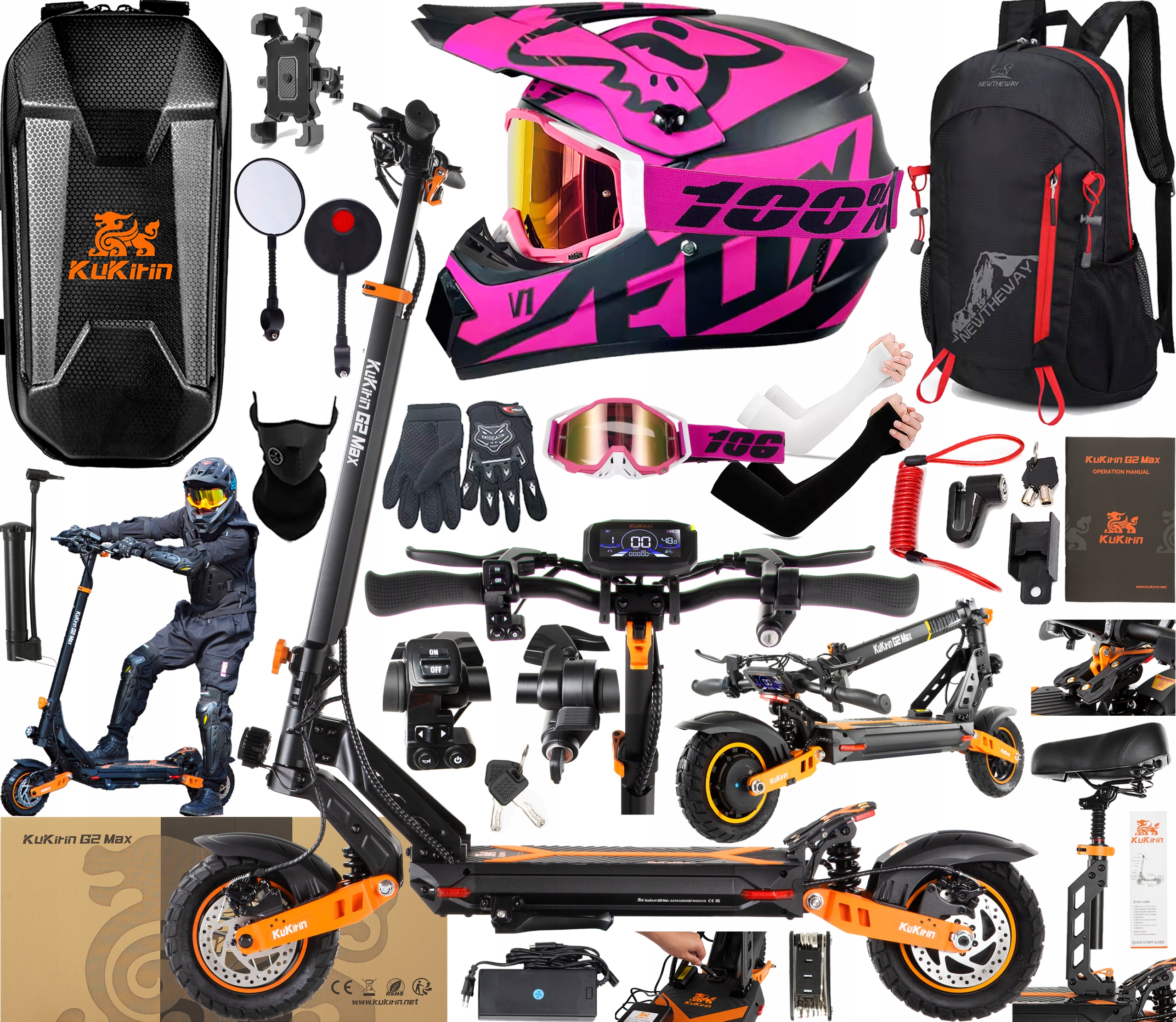 KuKirin G2 Max Pojazdy elektryczne 1000W 48V 20.8AH 55KM/H 70KM +10