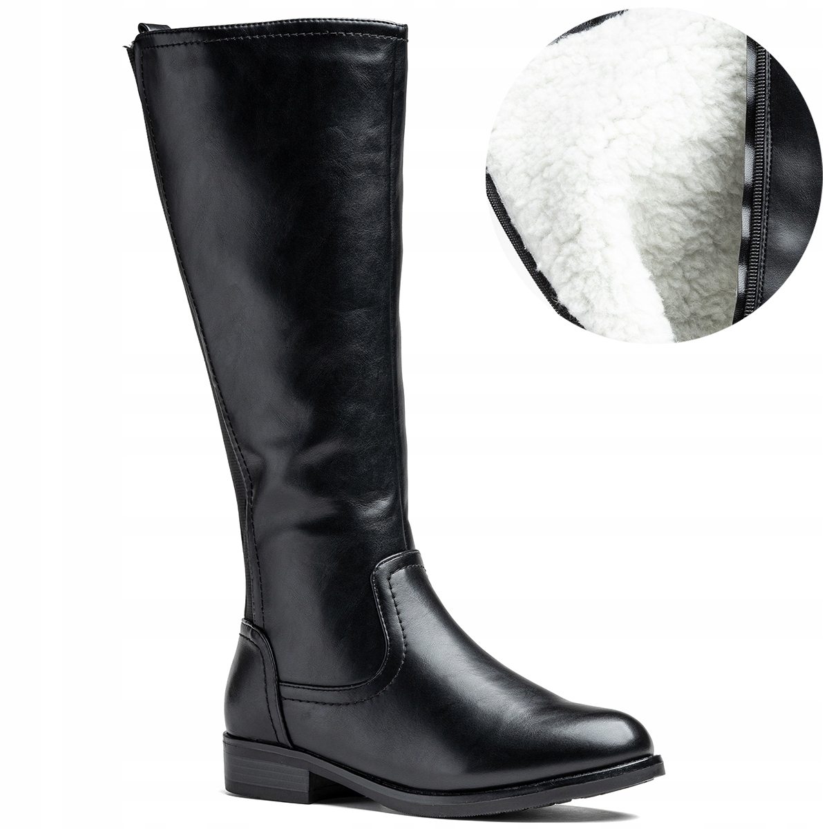 Zateplené kozačky Vlna vysoké kozačky Suwak elegantní módní Wojtyłko 37