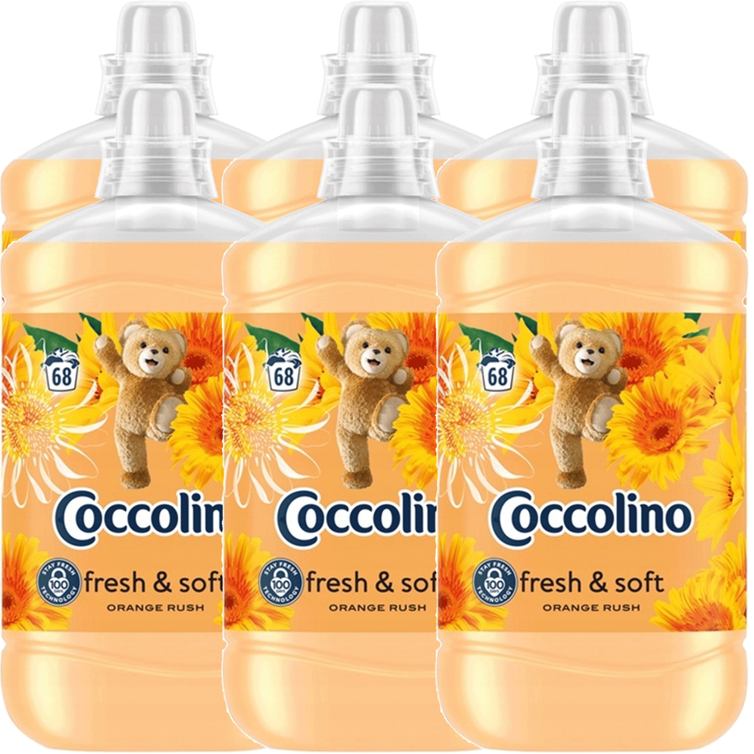 Levně Coccolino Fresh&Soft Orange Rush tekutá aviváž 1,7L 68praní x6