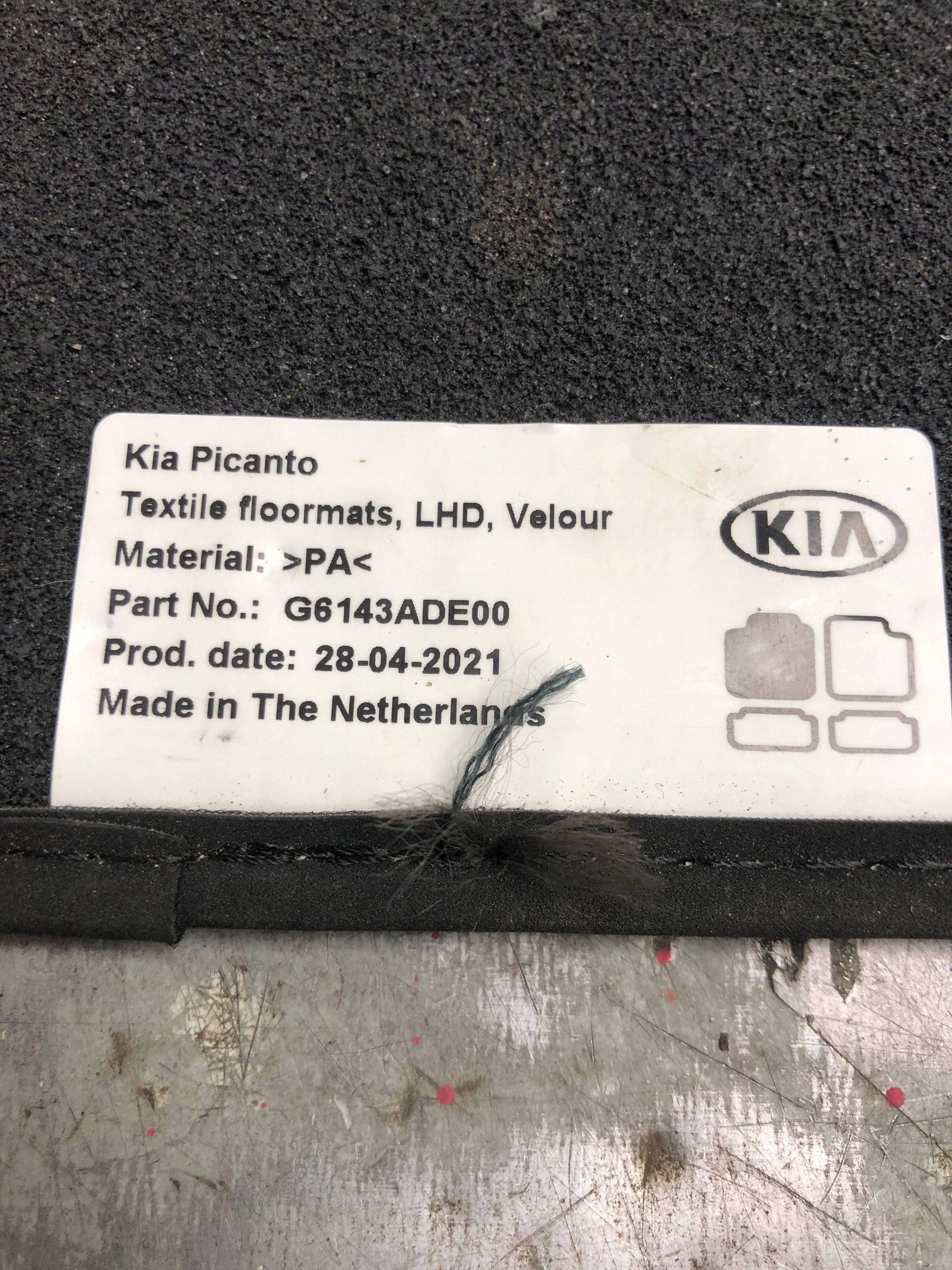 mats WELUR front KIA PICANTO III G6143ADE00