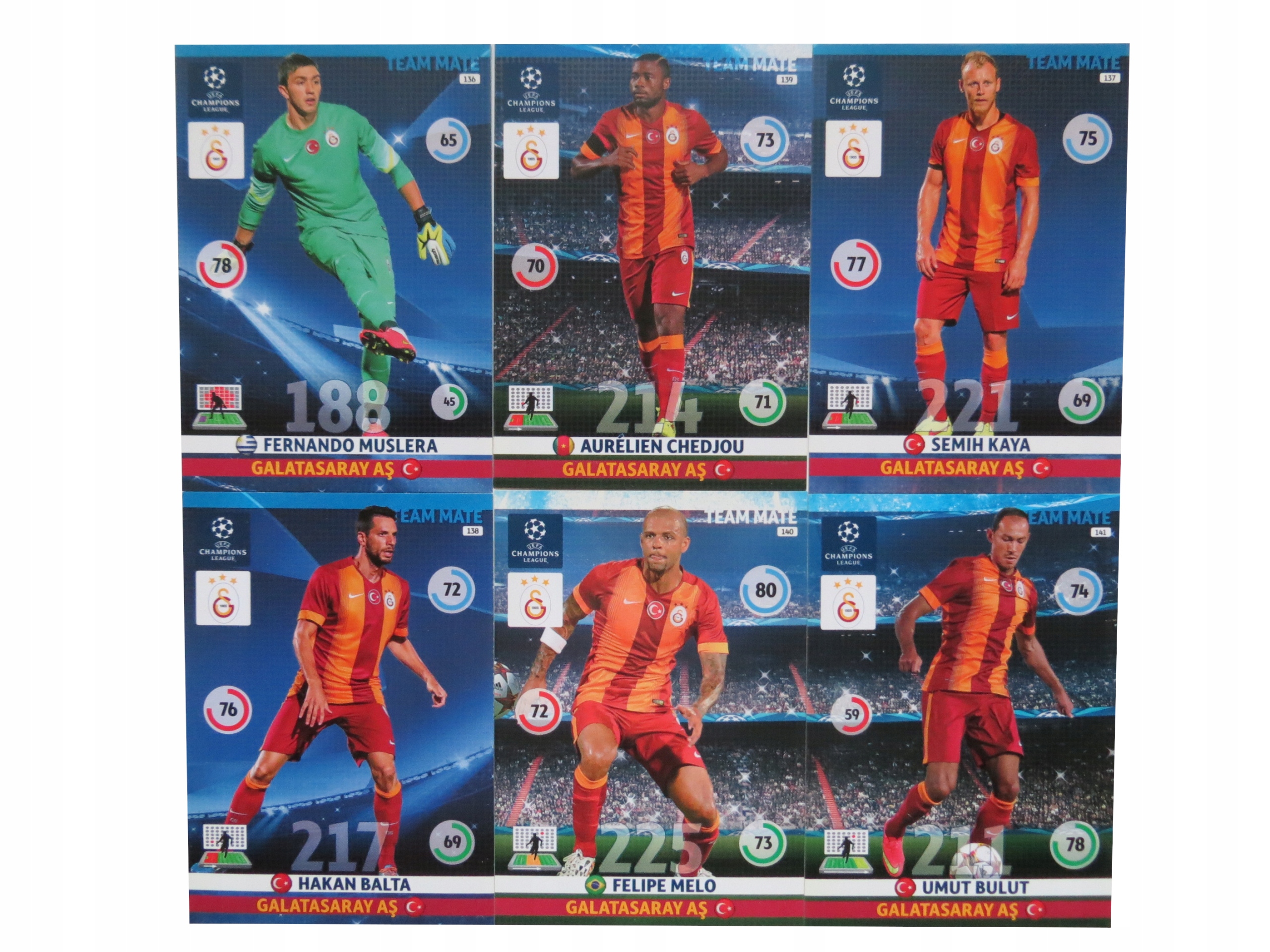 Panini Champions 2014 2015 Kpl 6 Kart Team Mate Galatasaray 136 141