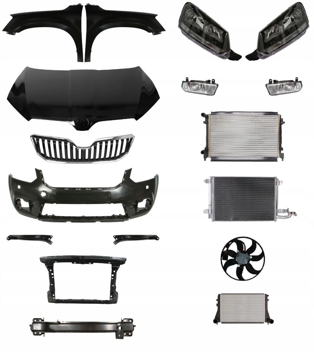 Skoda Yeti 13-17 Zderzak Pas Maska Błotnik ZESTAW CZĘŚCI